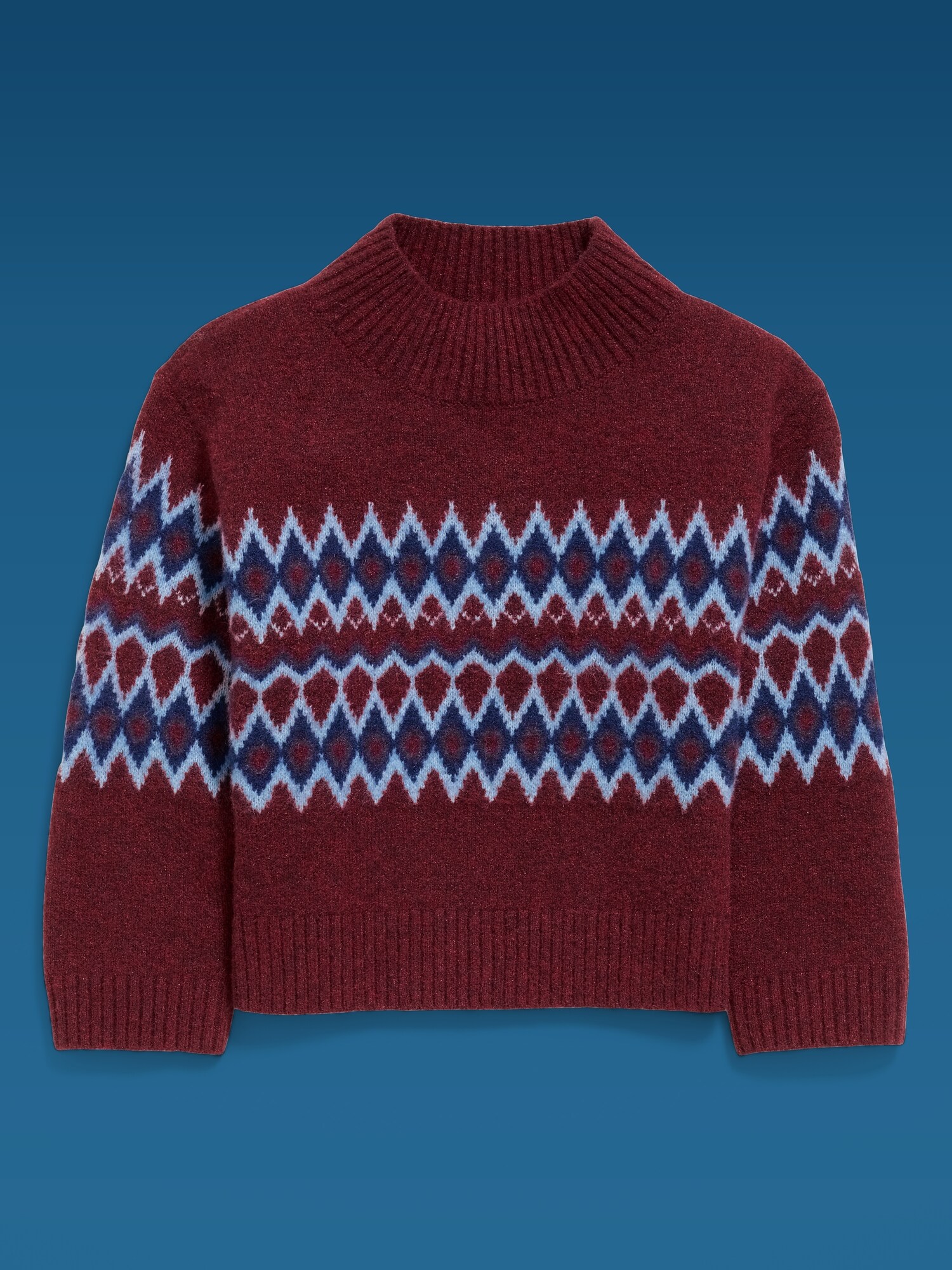 Детский свитер Old Navy x Altuzarra Fair Isle с воротником-стойкой для девочек, цвет: Красный — фото 2