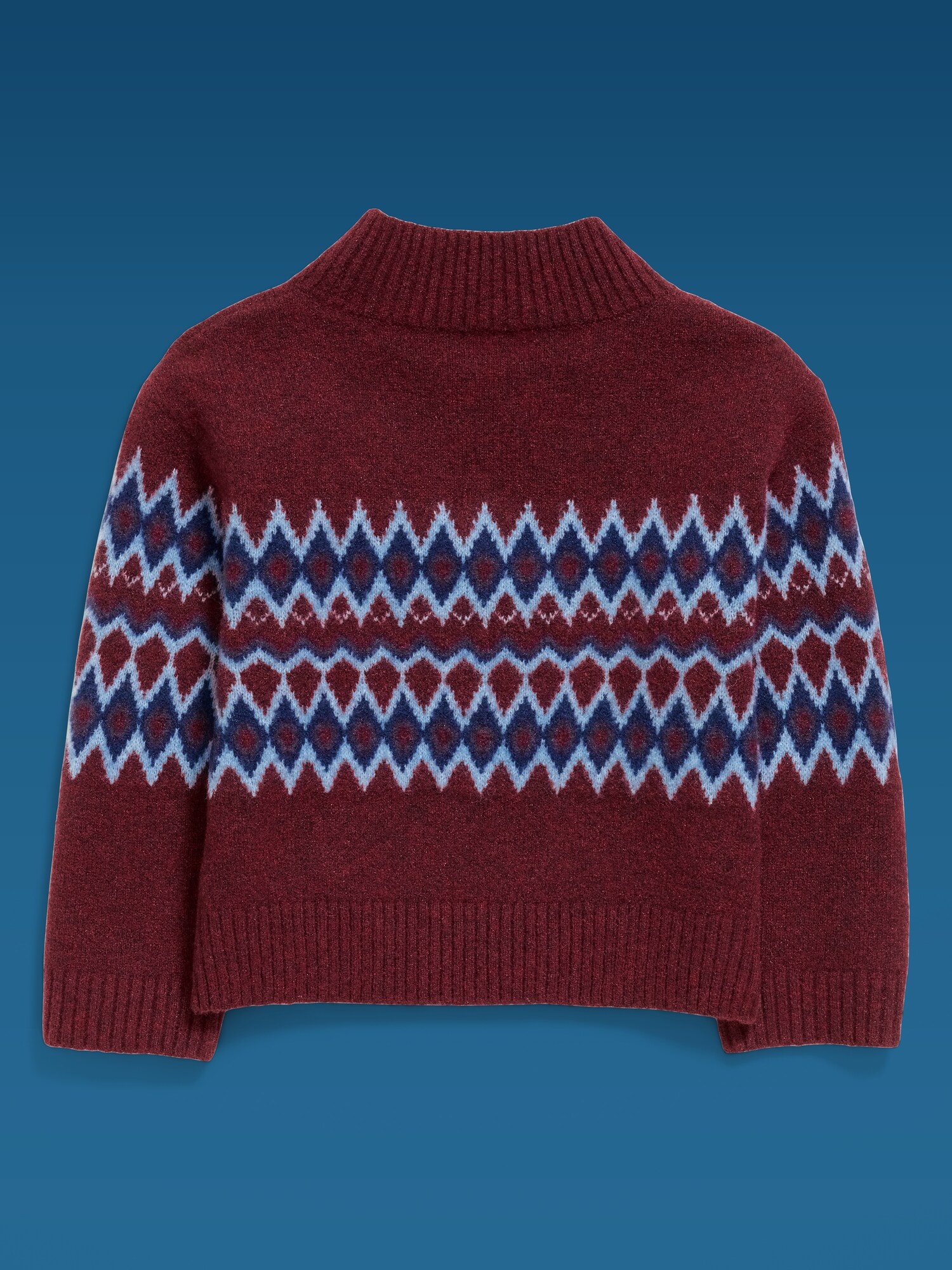 Детский свитер Old Navy x Altuzarra Fair Isle с воротником-стойкой для девочек, цвет: Красный — фото 3
