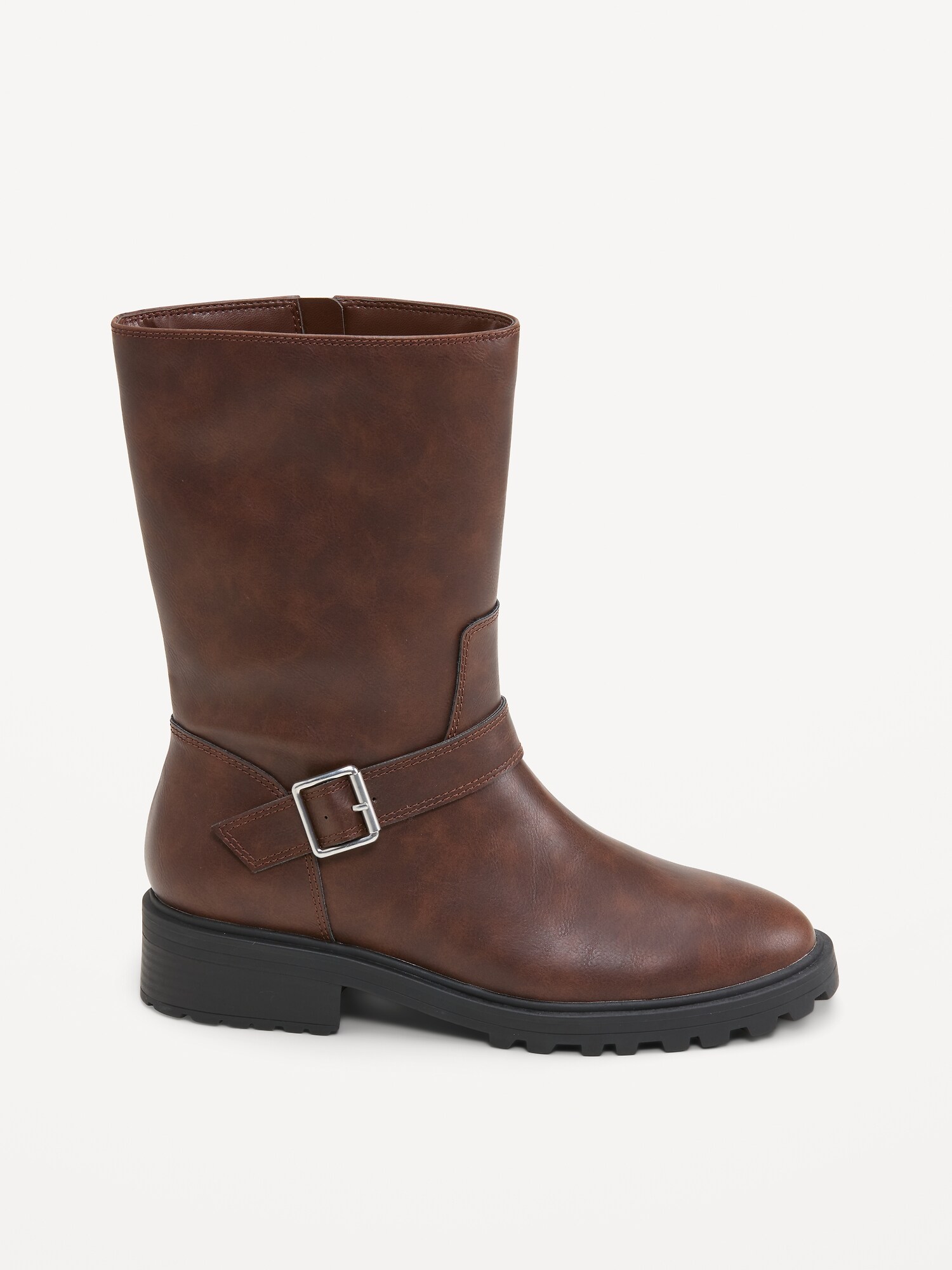 Faux-Leather Moto Boots for Women