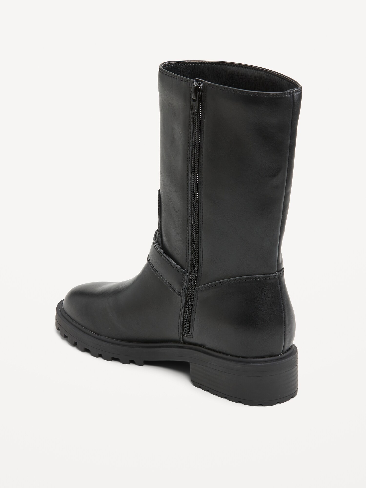 Женские ботинки Old Navy Faux-Leather Moto Boots for Women, цвет: Чёрный — фото 5