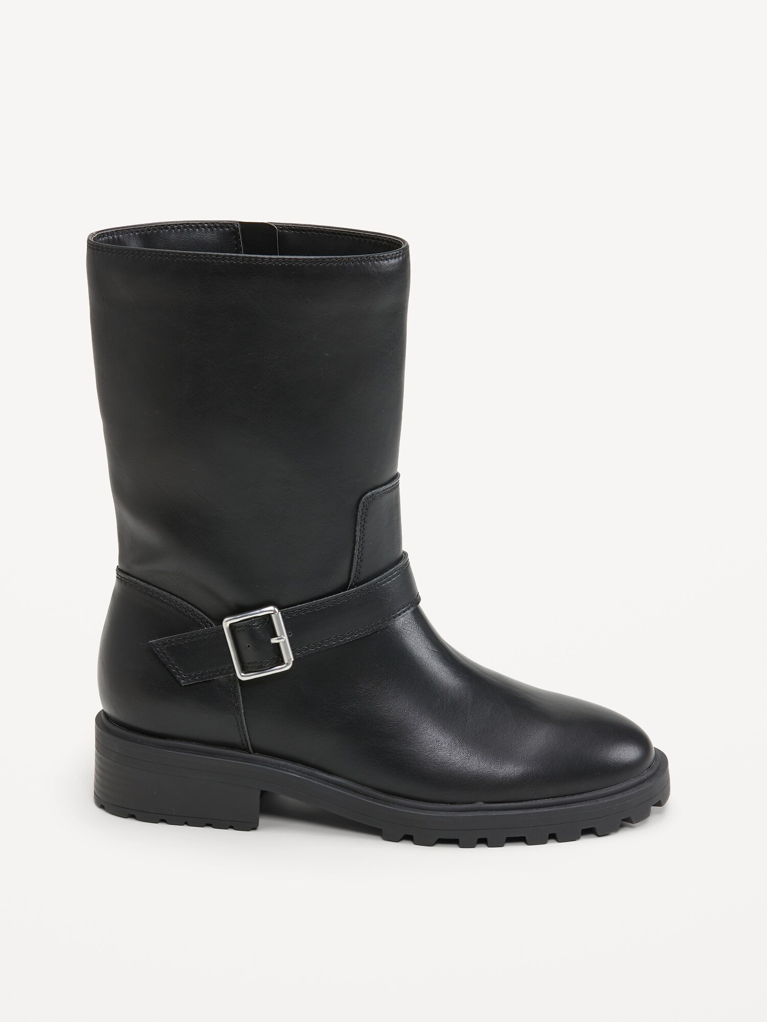 Женские ботинки Old Navy Faux-Leather Moto Boots for Women, цвет: Чёрный — фото 3