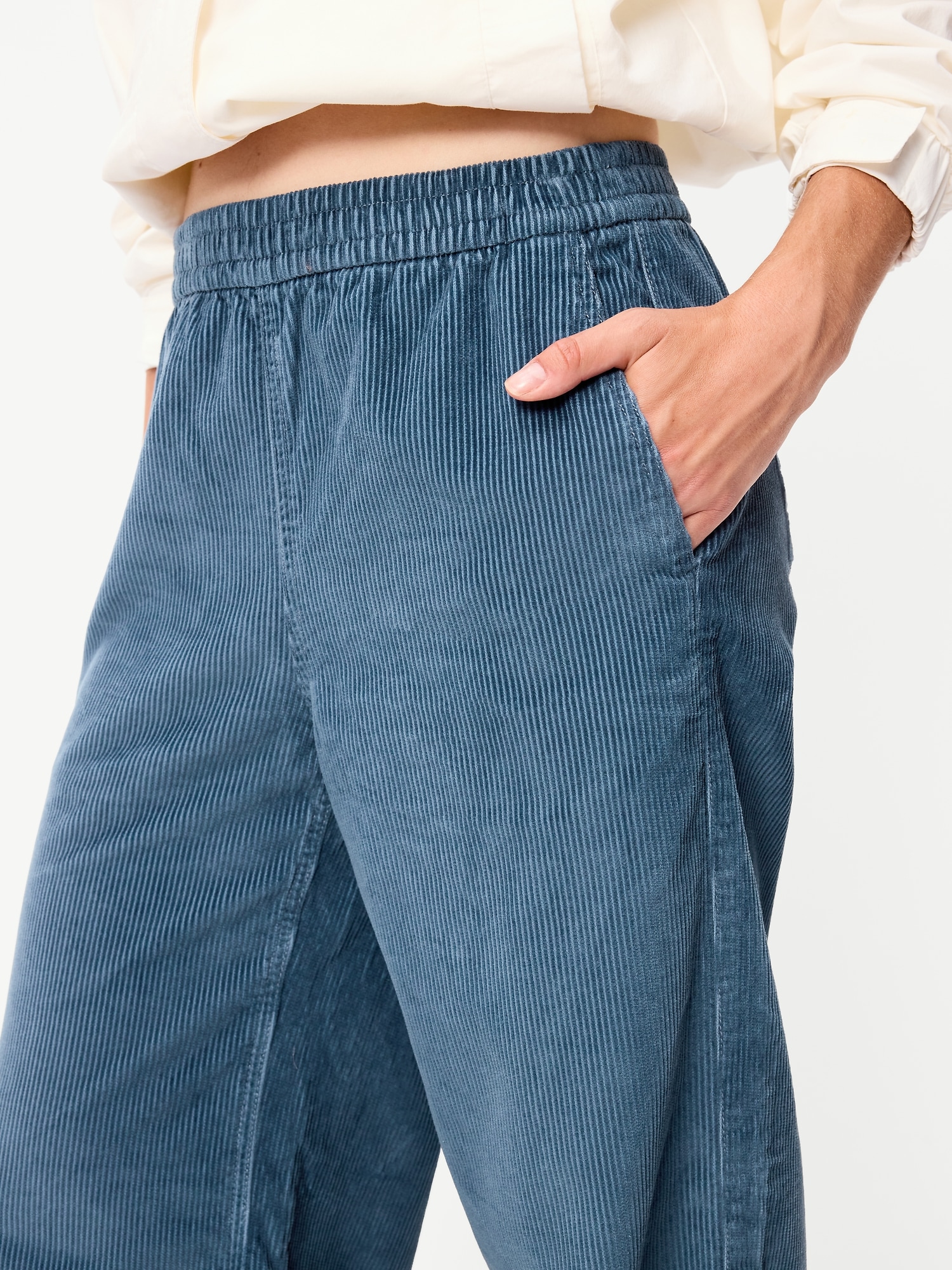High-Waisted Baggy Wide-Leg Corduroy Pants