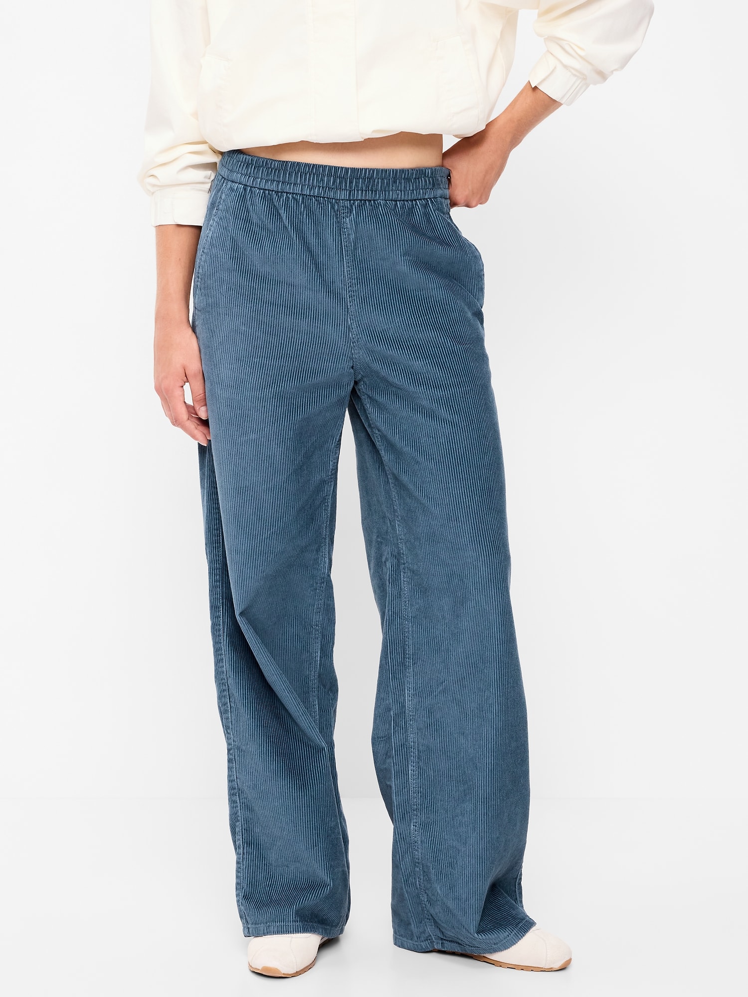 High-Waisted Baggy Wide-Leg Corduroy Pants