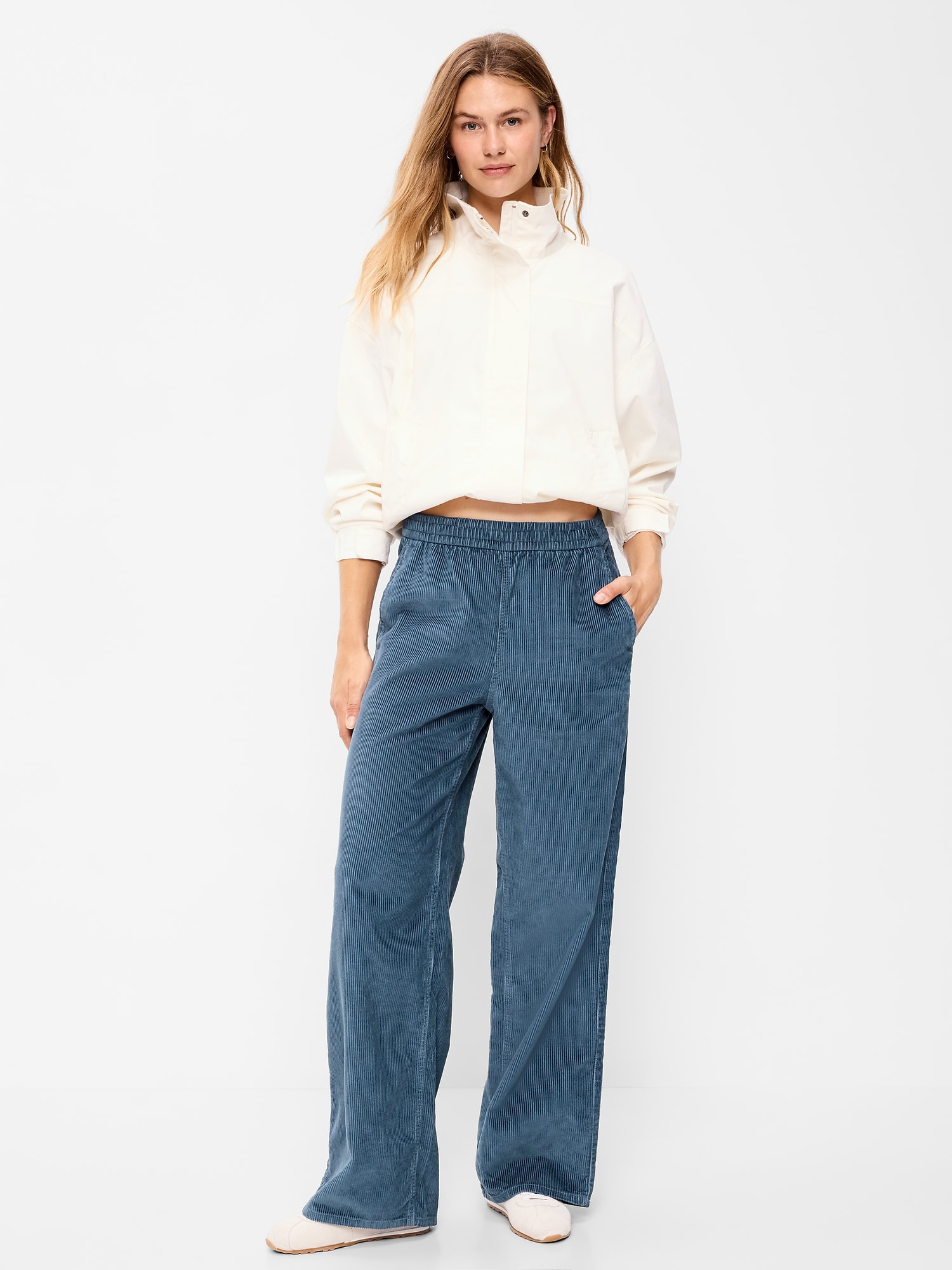High-Waisted Baggy Wide-Leg Corduroy Pants