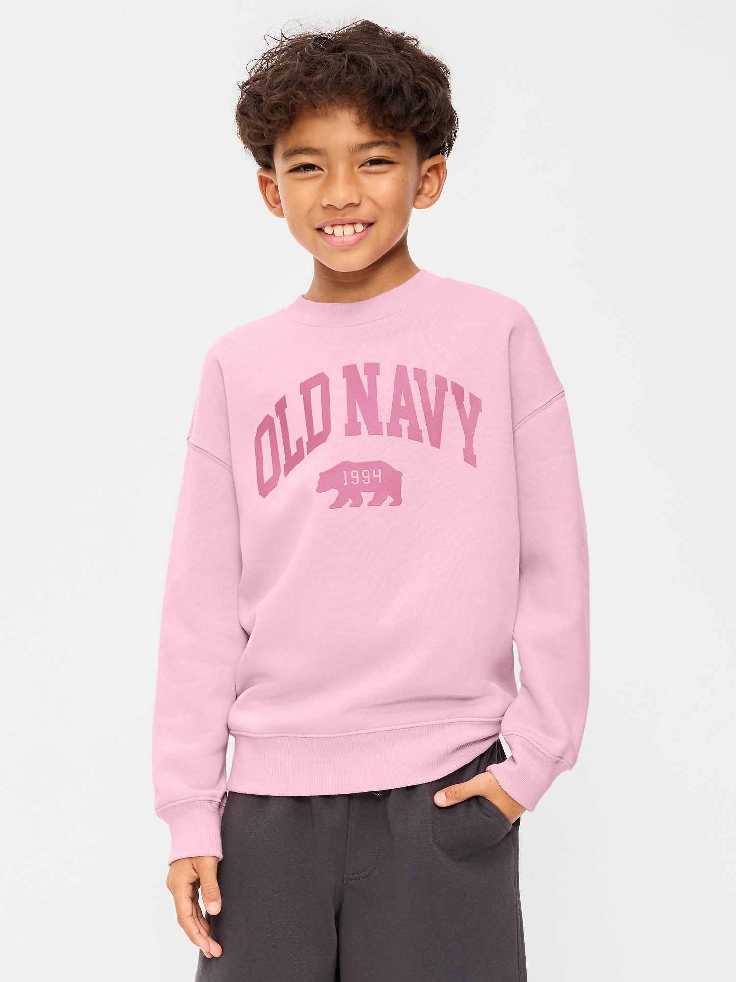 Oversized Logo Graphic Crew-Neck Sweatshirt for Boys