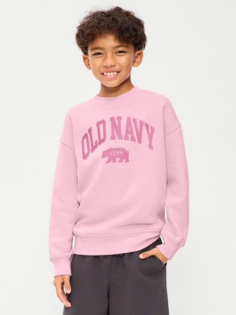 Oversized Logo Graphic Crew-Neck Sweatshirt for Boys