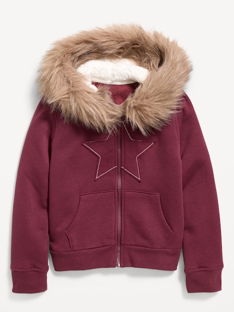Fitted Faux-Fur Full-Zip Hoodie for Girls
