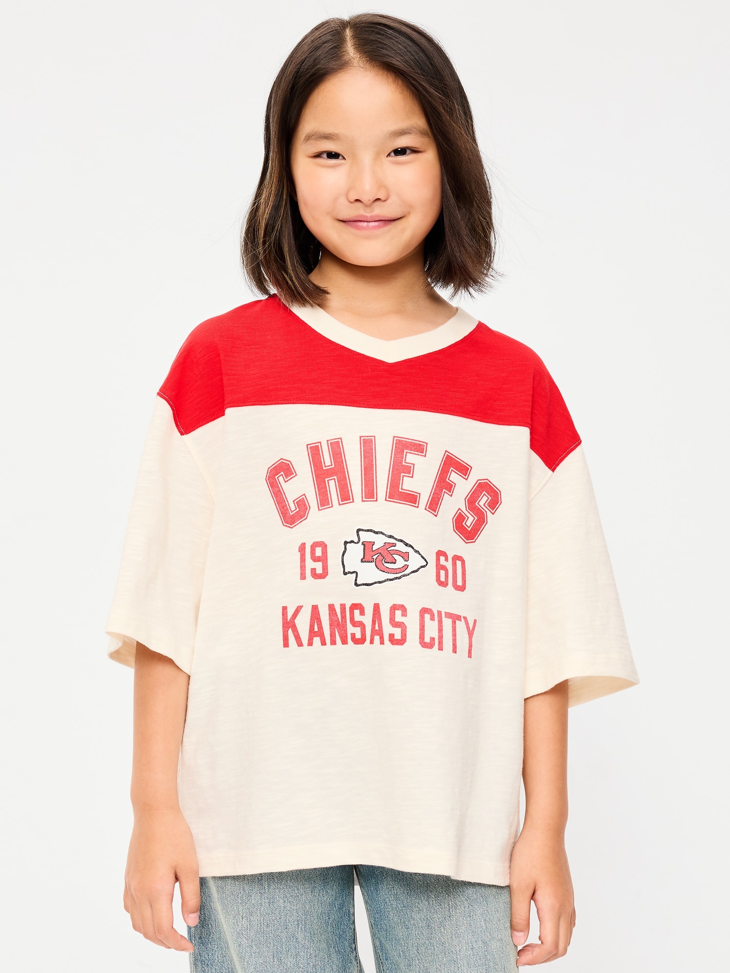 Kansas City Chiefs Oversized Graphic Football T-Shirt for Girls