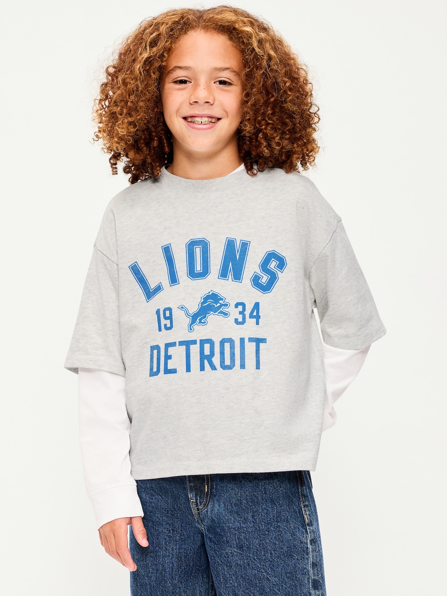 Detroit Lions Oversized Boxy Graphic T-Shirt for Boys
