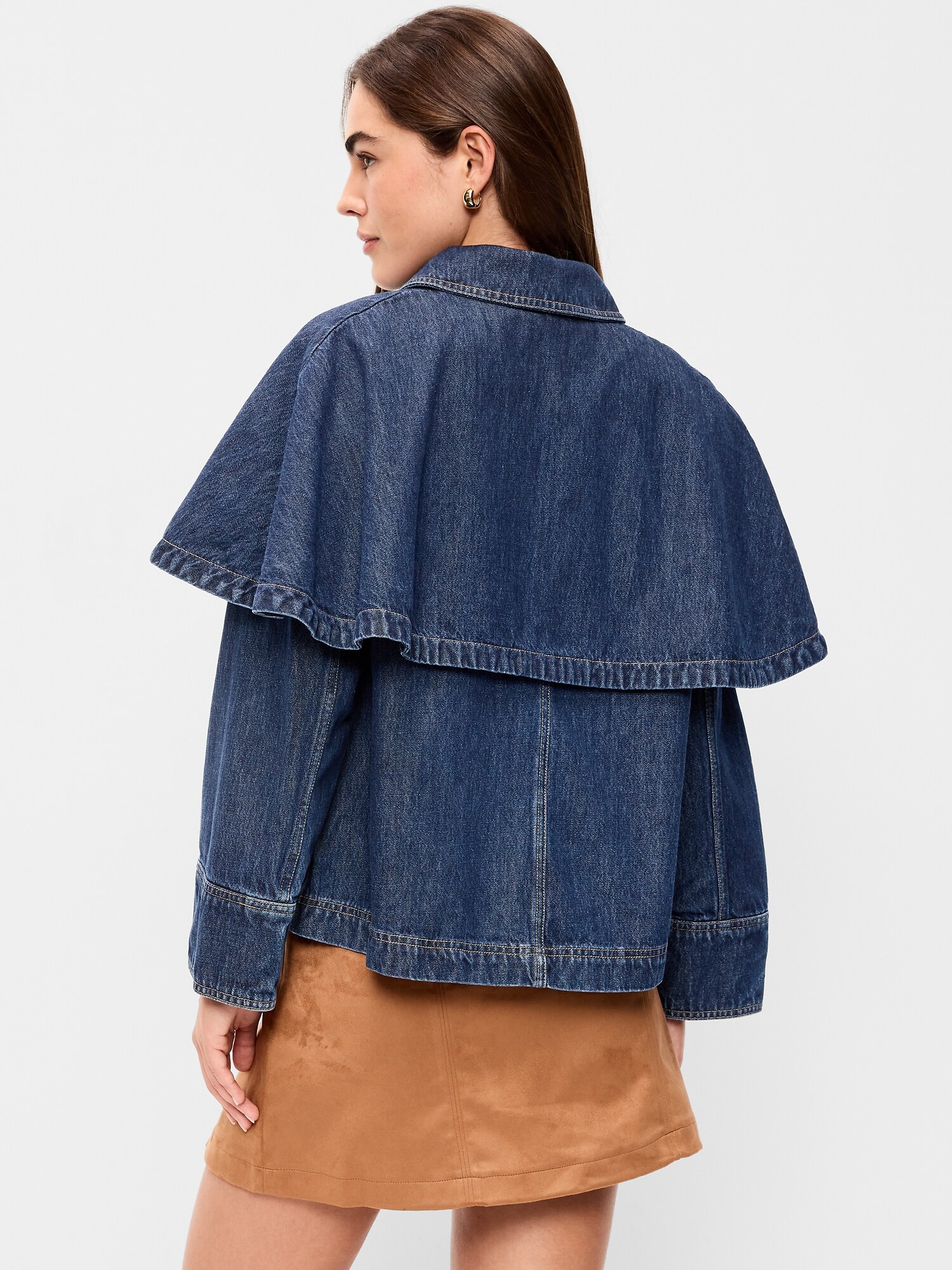Женская джинсовая куртка-накидка Old Navy, цвет: Тёмная варка — фото 2