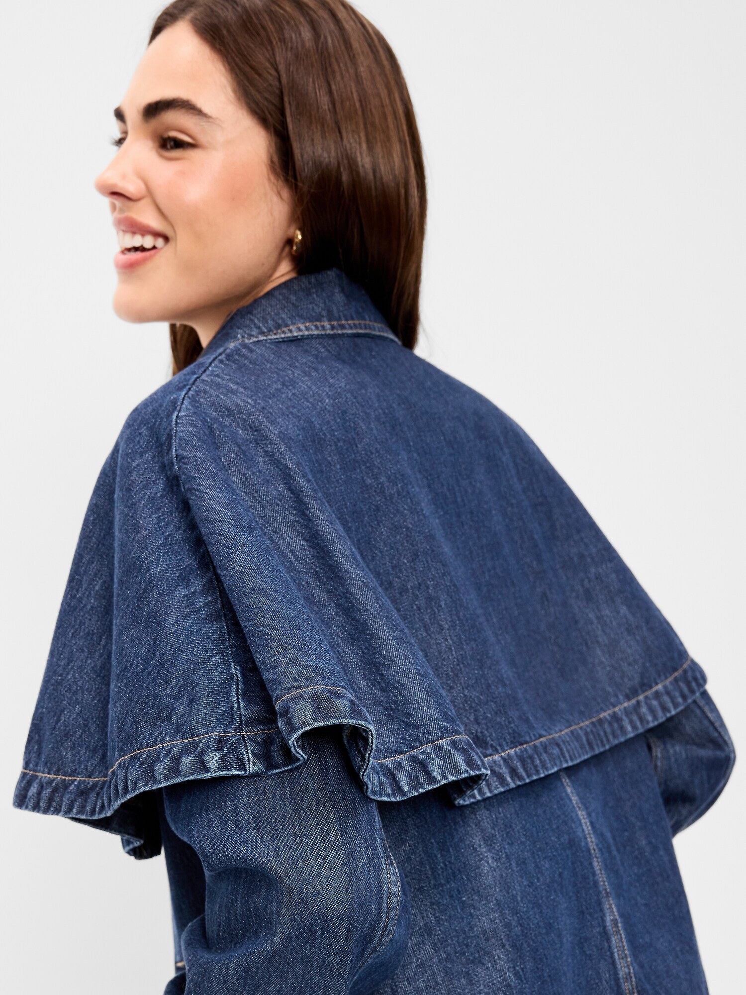 Женская джинсовая куртка-накидка Old Navy, цвет: Тёмная варка — фото 5