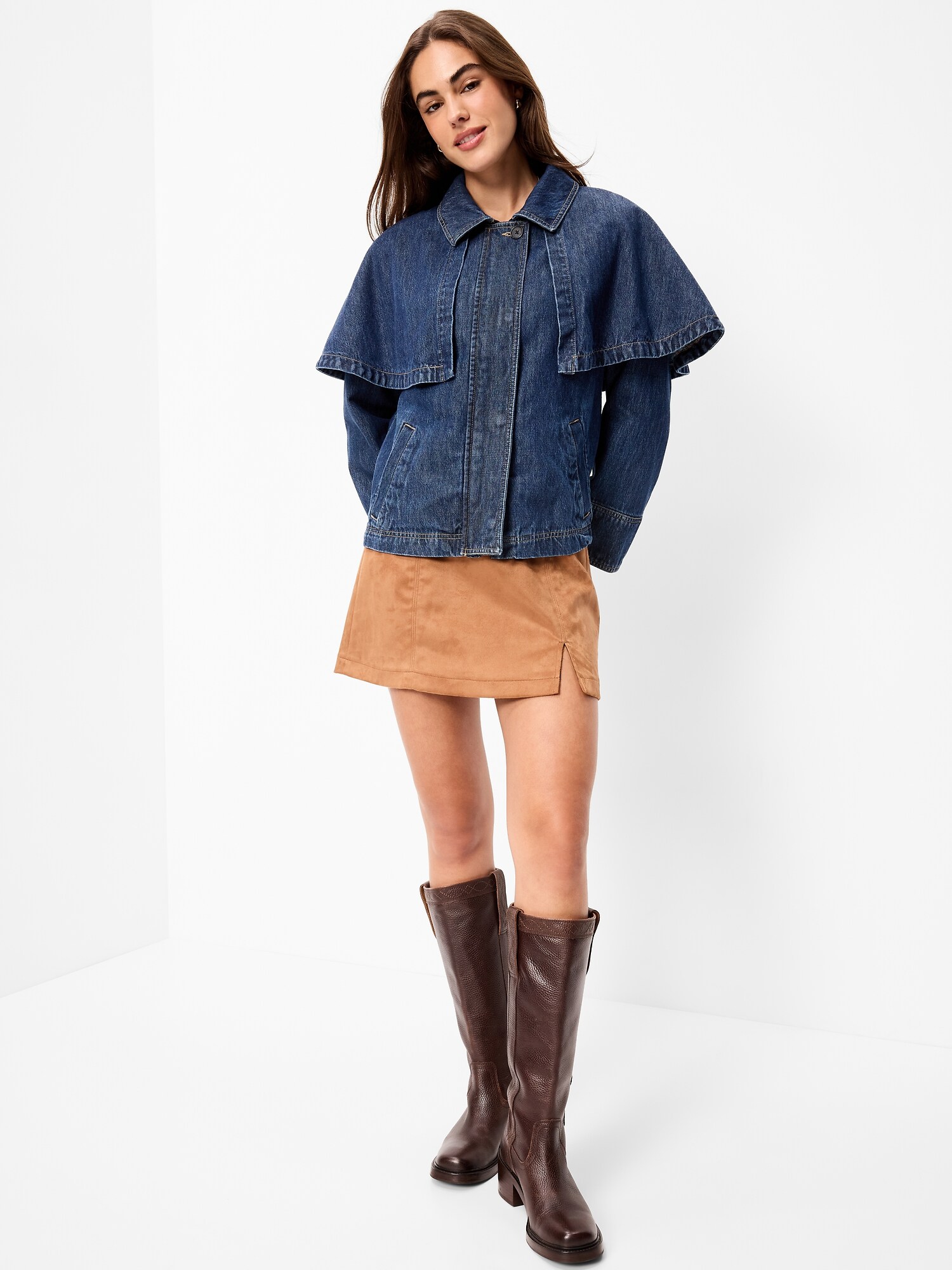 Женская джинсовая куртка-накидка Old Navy, цвет: Тёмная варка — фото 3