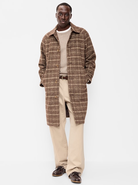 Relaxed Long Twill Topcoat for Men