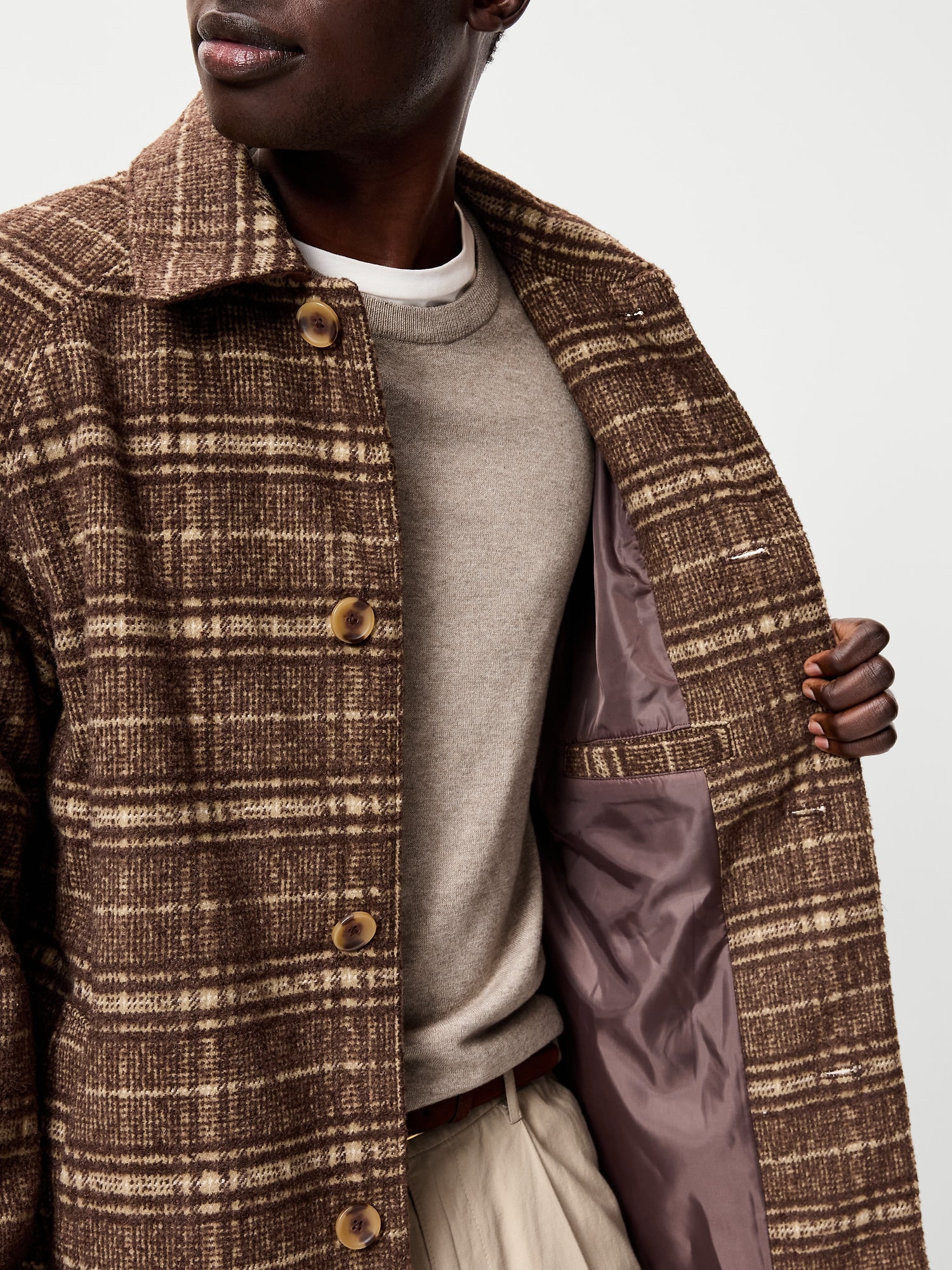 Relaxed Long Twill Topcoat for Men