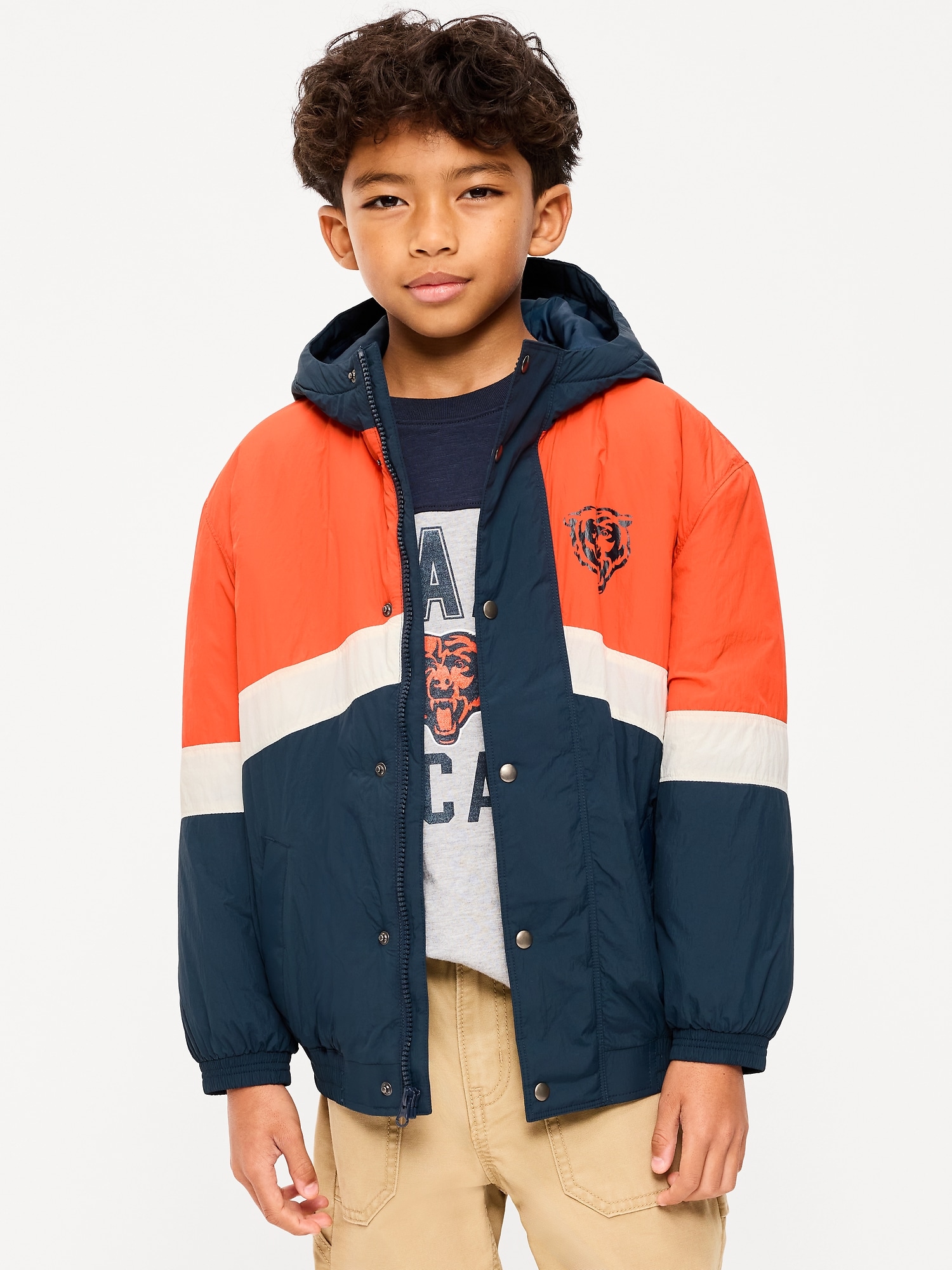 Chicago Bears Oversized Crinkled Hooded Jacket for Boys