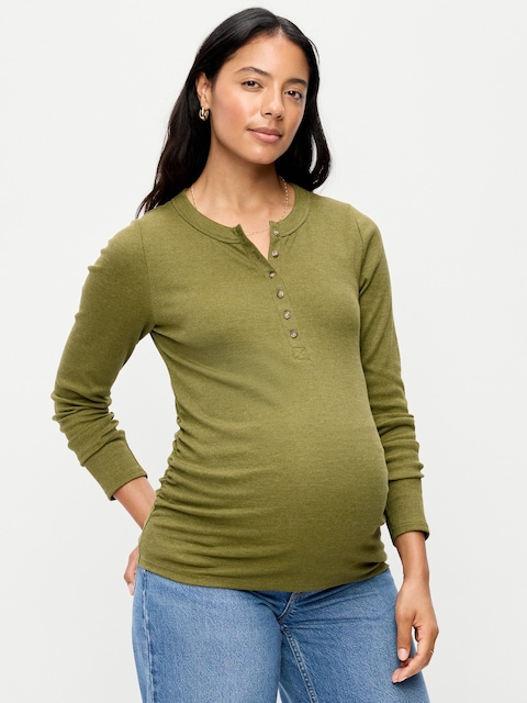 Maternity Long-Sleeve Henley T-Shirt