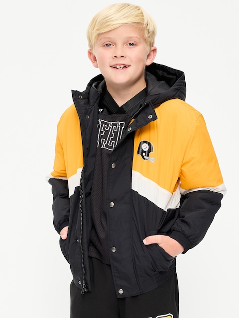 Pittsburgh Steelers Oversized Crinkled Hooded Jacket for Boys