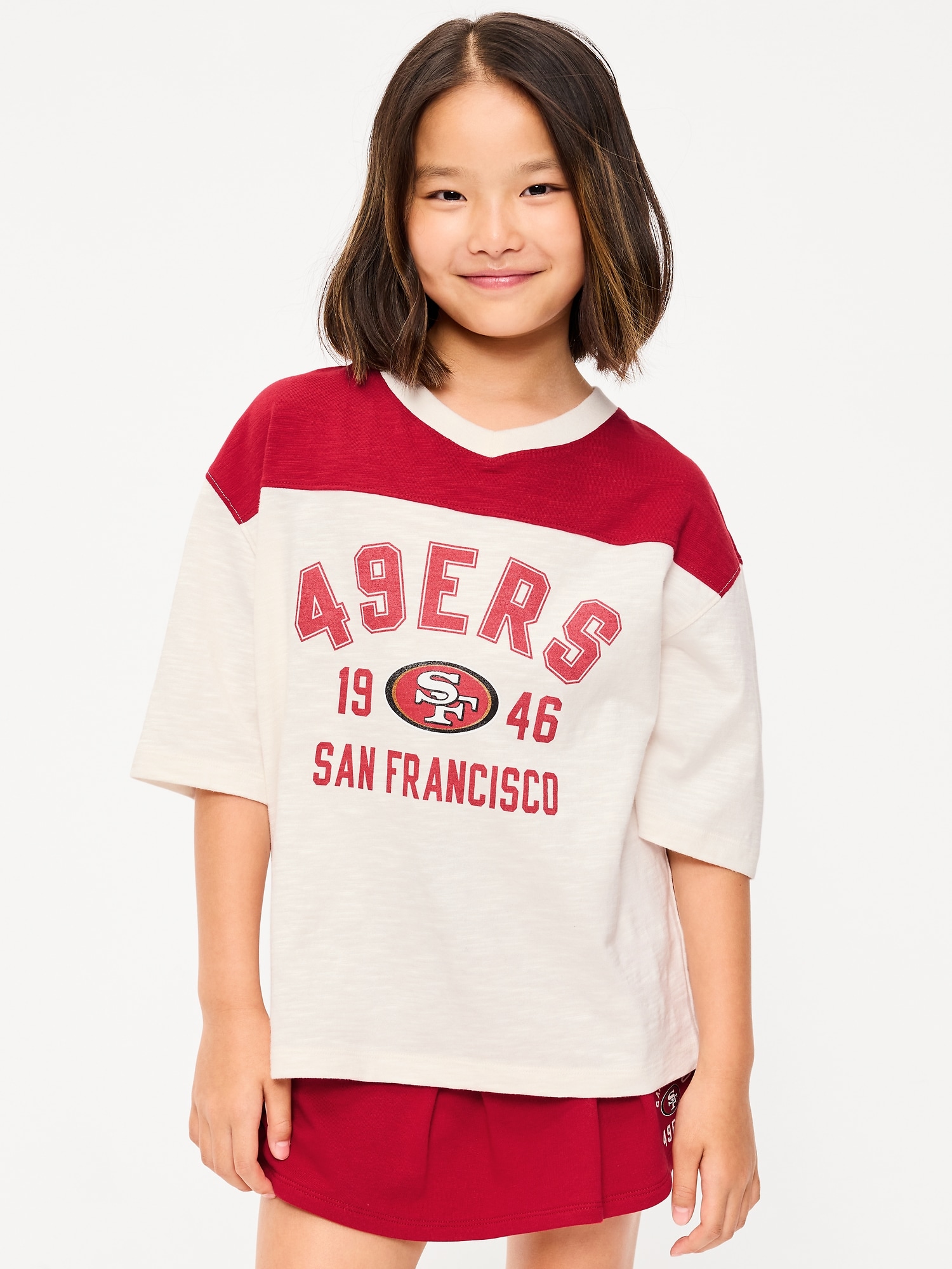 San Francisco 49ers Oversized Graphic Football T-Shirt for Girls