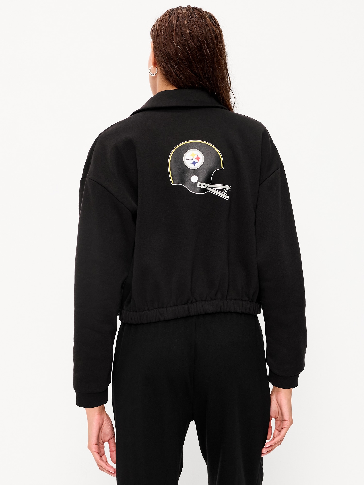 Pittsburgh Steelers Oversized Fleece Bomber Jacket for Women