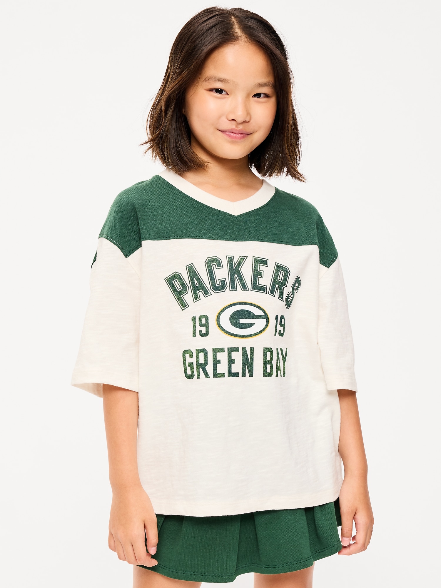 Green Bay Packers Oversized Graphic Football T-Shirt for Girls