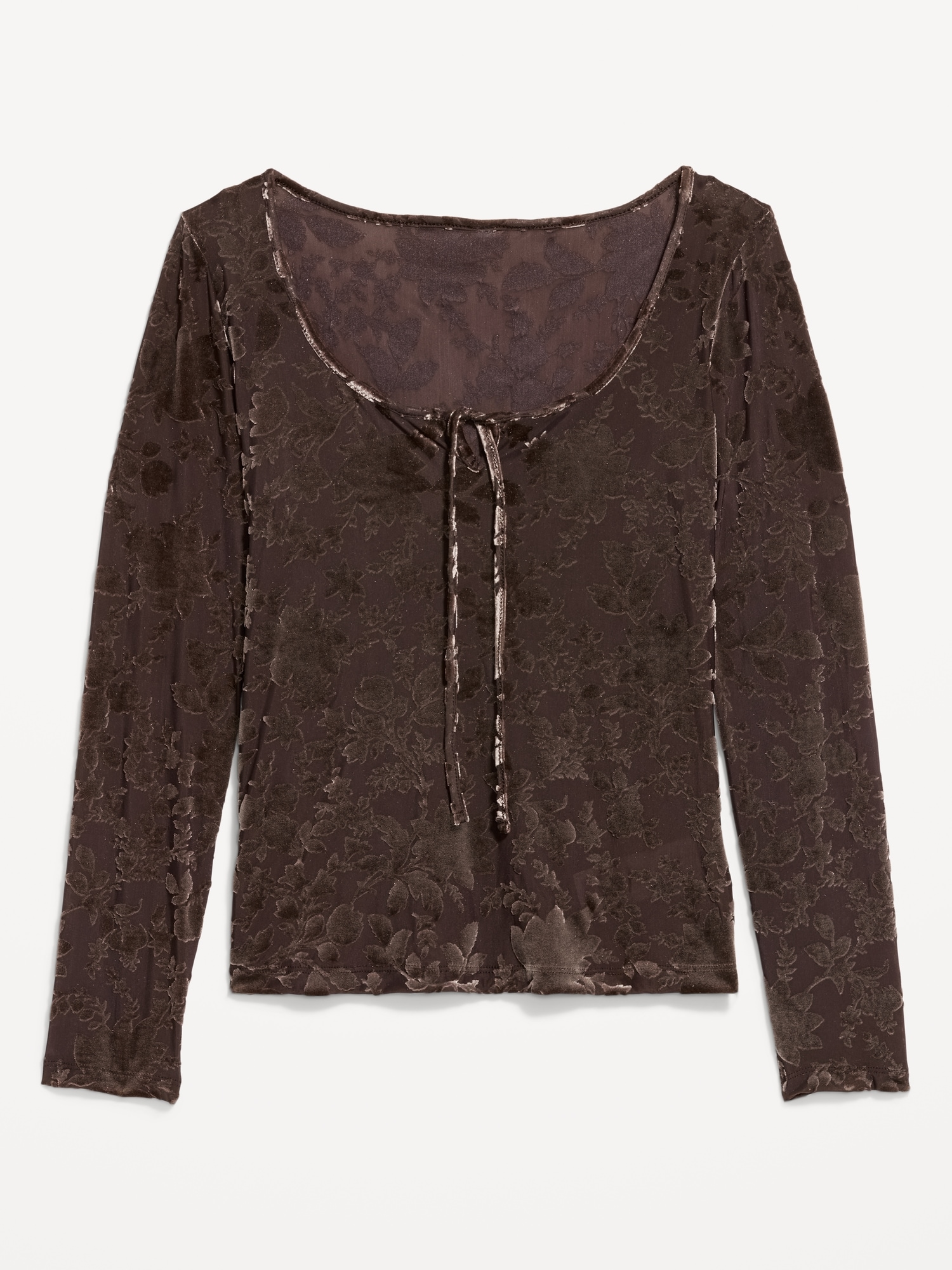 Long-Sleeve Burnout Velvet Top