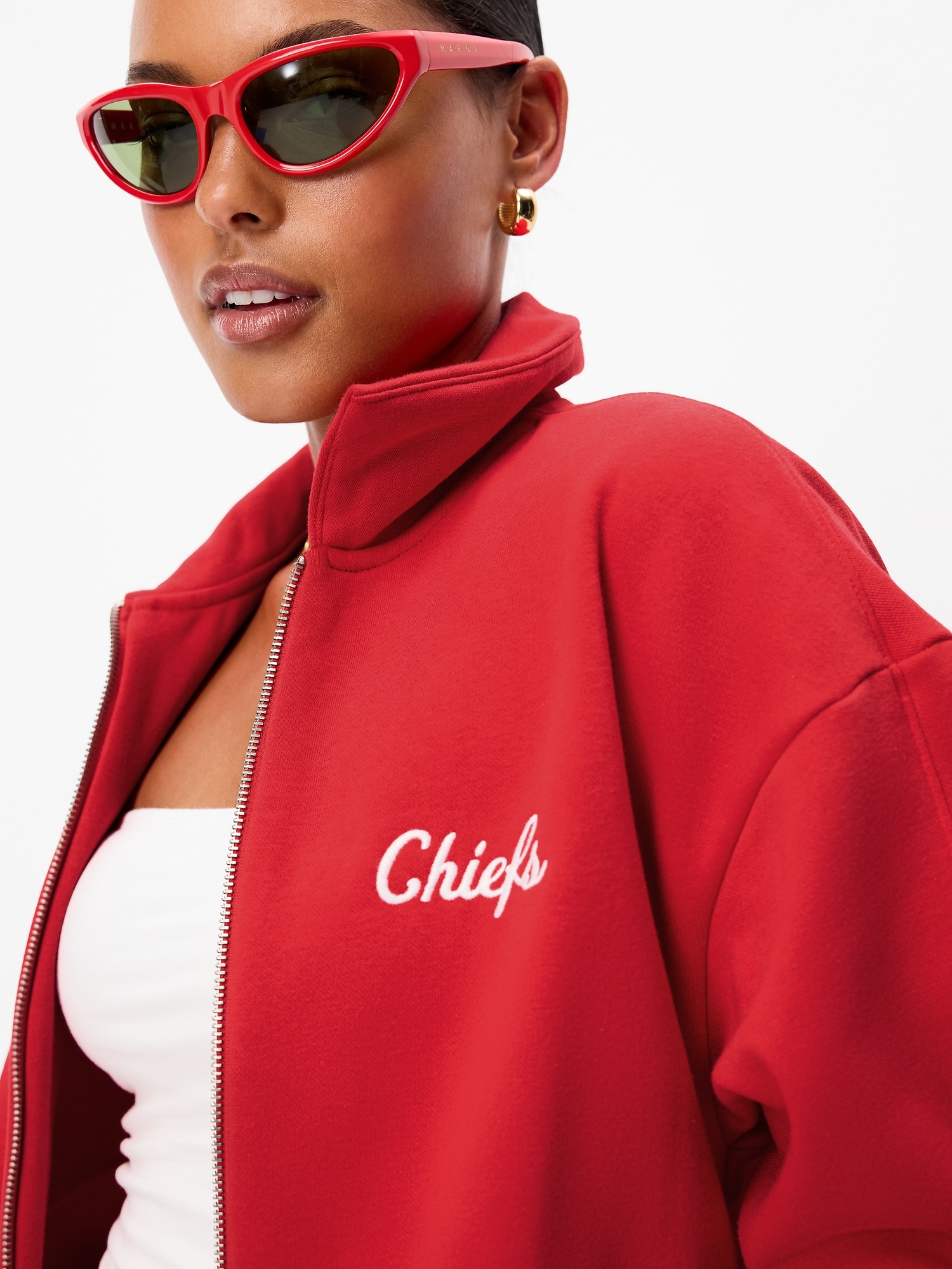 Kansas City Chiefs Oversized Fleece Bomber Jacket for Women