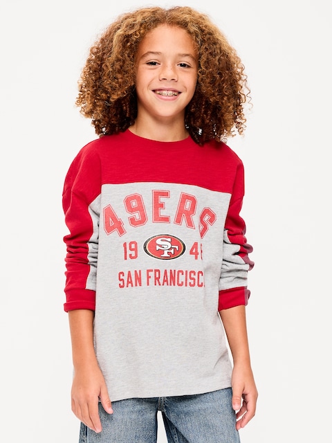 San Francisco 49ers Long-Sleeve Oversized Graphic Football T-Shirt for Boys