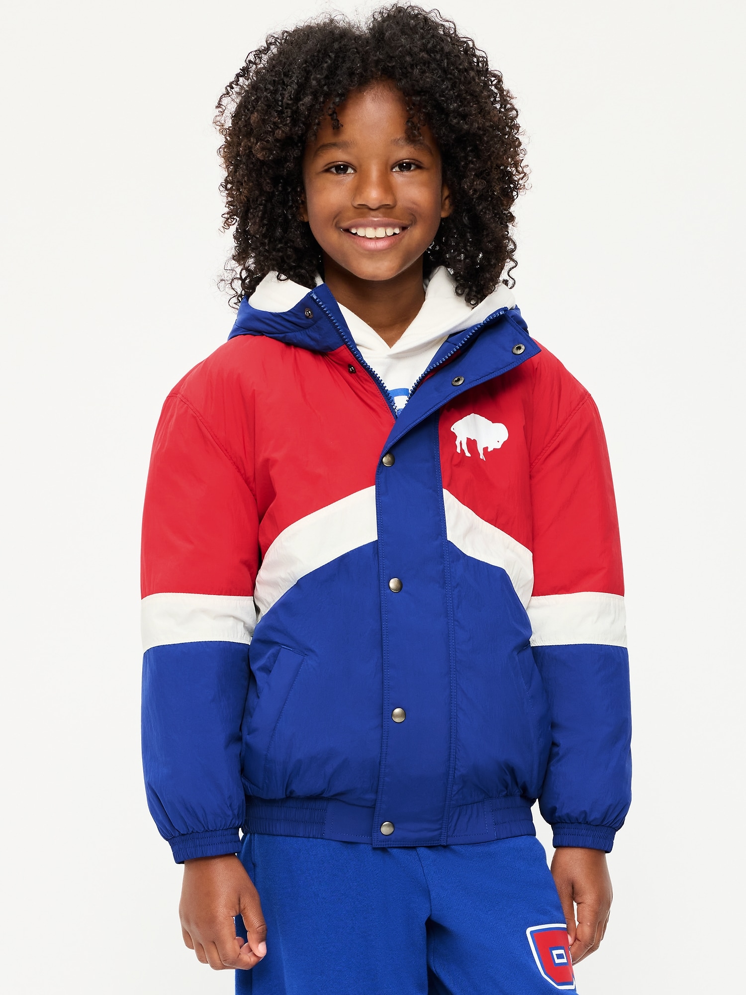 Buffalo Bills Oversized Crinkled Hooded Jacket for Boys