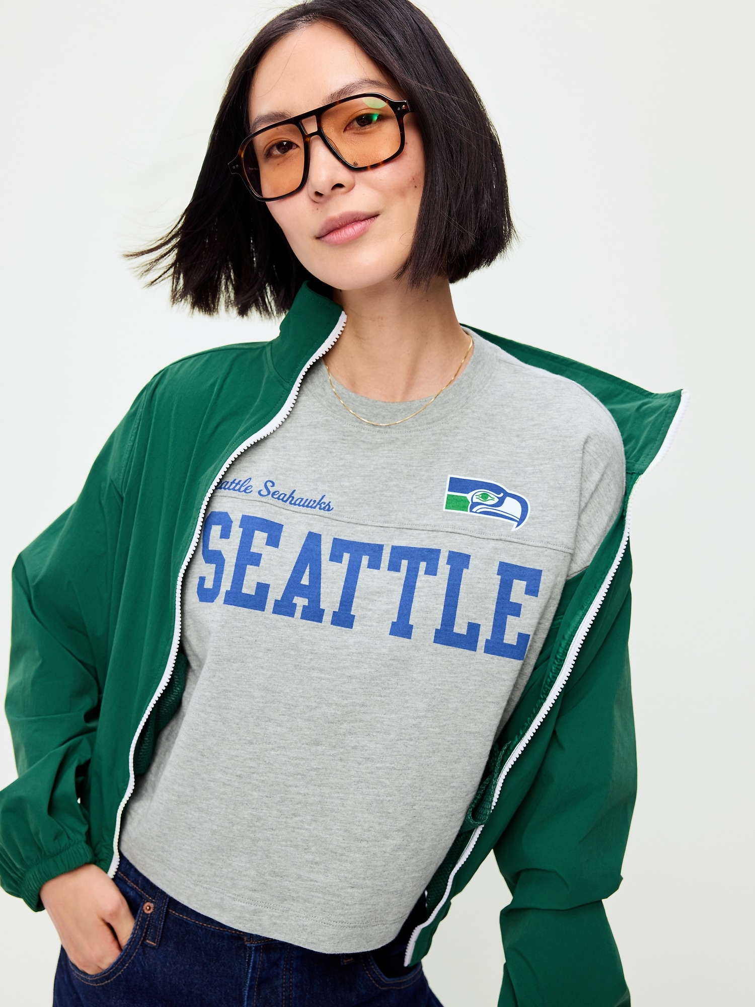 Seattle Seahawks Vintage Oversized T-Shirt for Women