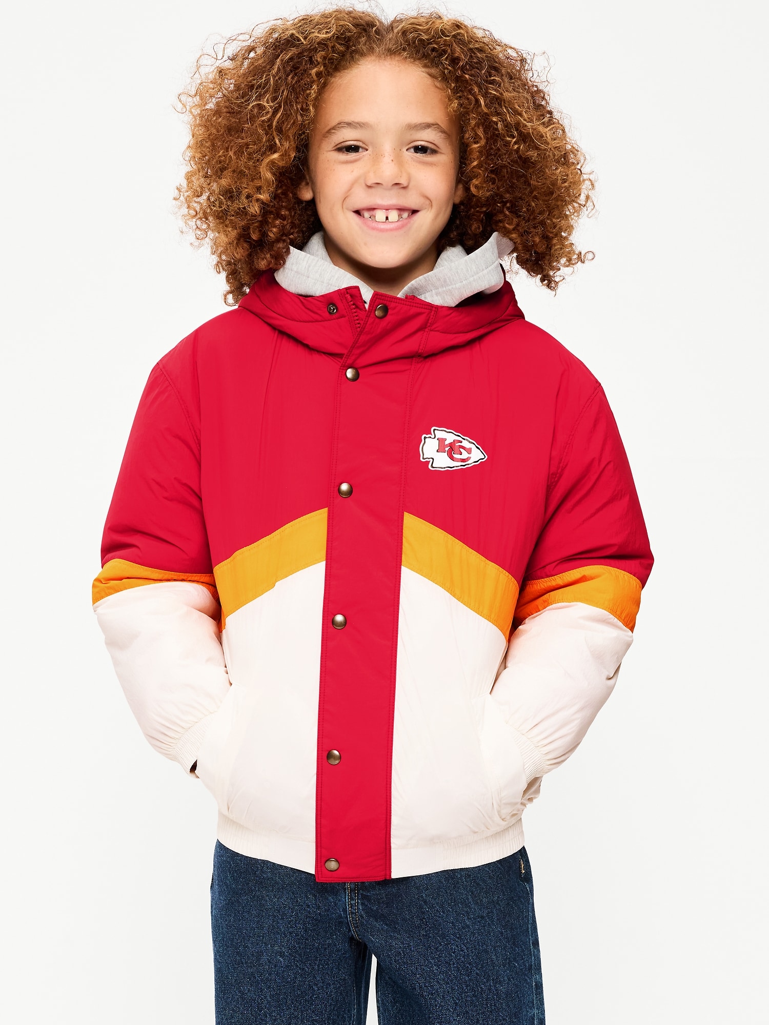 Kansas City Chiefs Oversized Crinkled Hooded Jacket for Boys