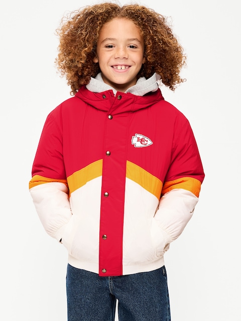 Kansas City Chiefs Oversized Crinkled Hooded Jacket for Boys