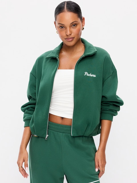Green Bay Packers Oversized Fleece Bomber Jacket for Women