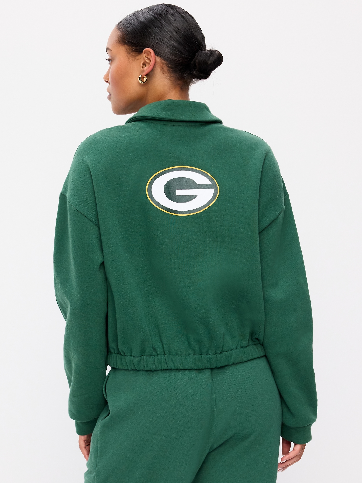 Green Bay Packers Oversized Fleece Bomber Jacket for Women