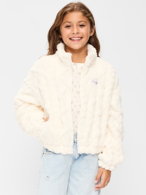 Oversized Logo Graphic Sherpa Jacket for Girls