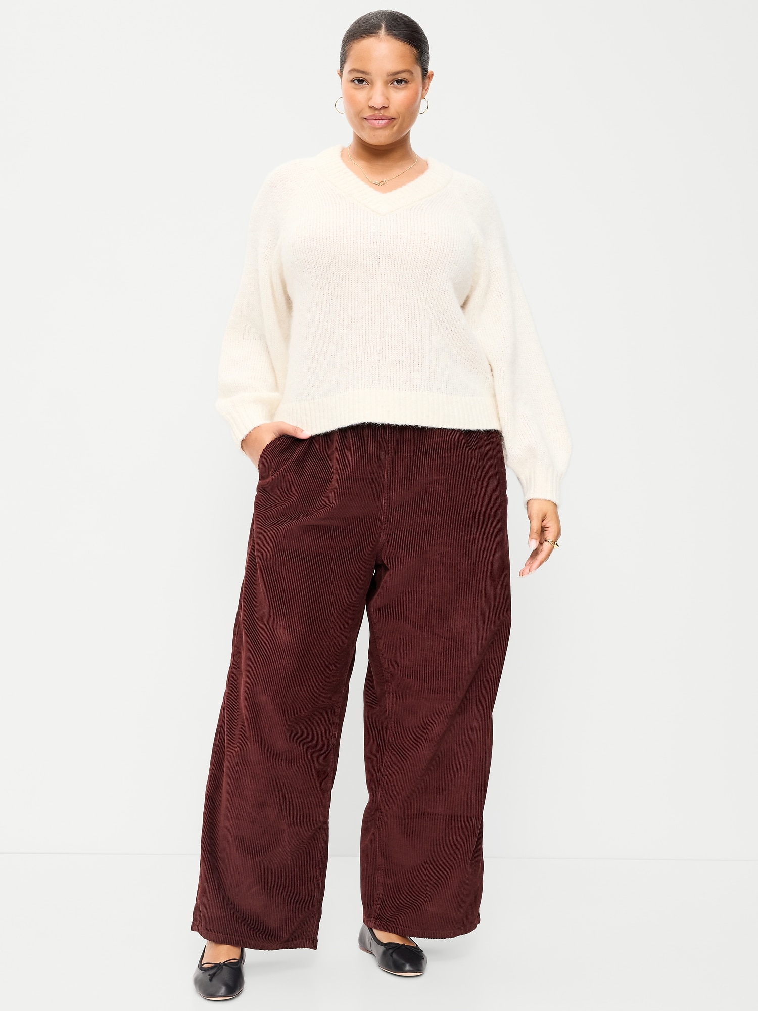 High-Waisted Baggy Wide-Leg Corduroy Pants