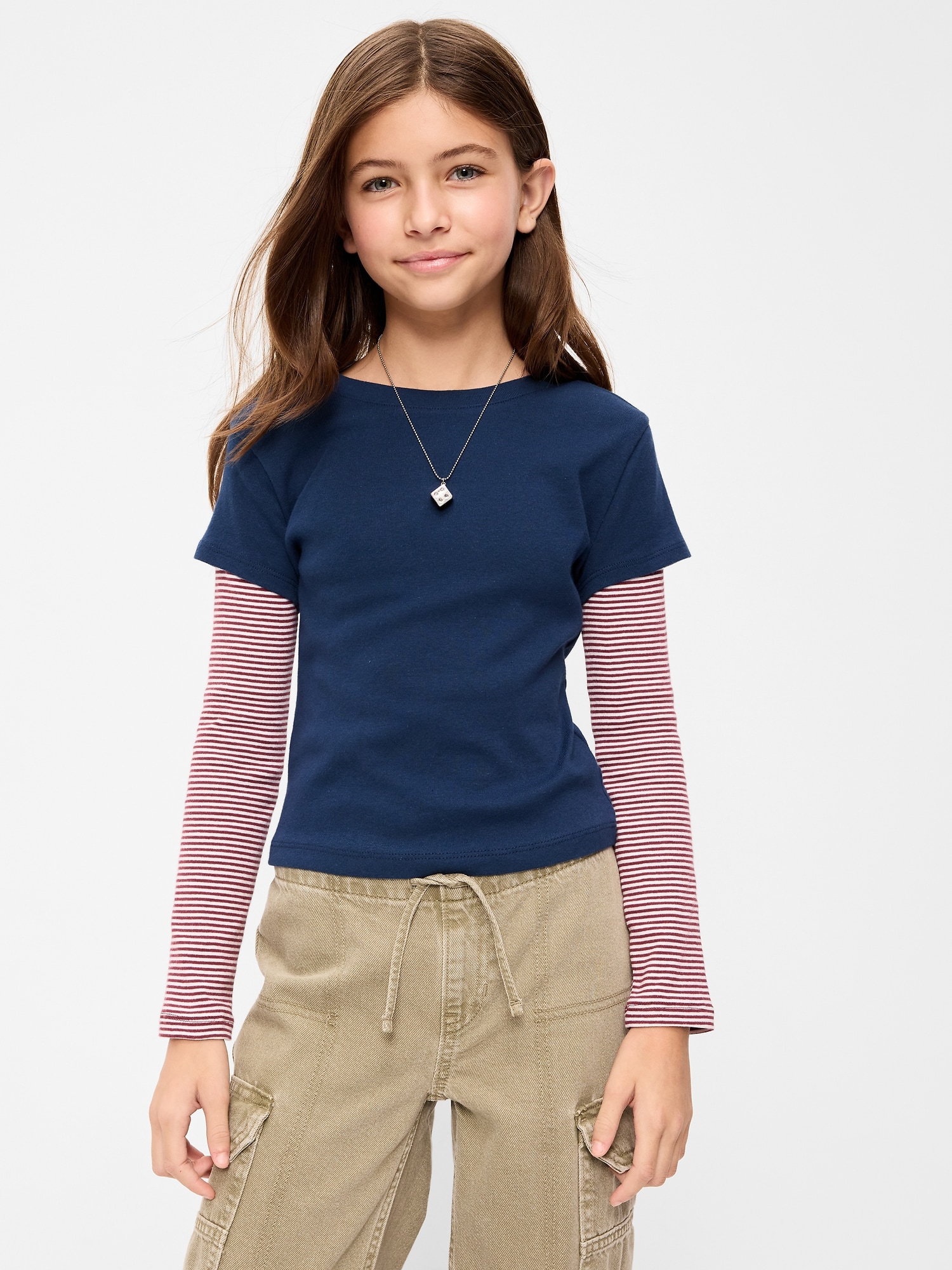 Fitted 2-in-1 Graphic T-Shirt for Girls