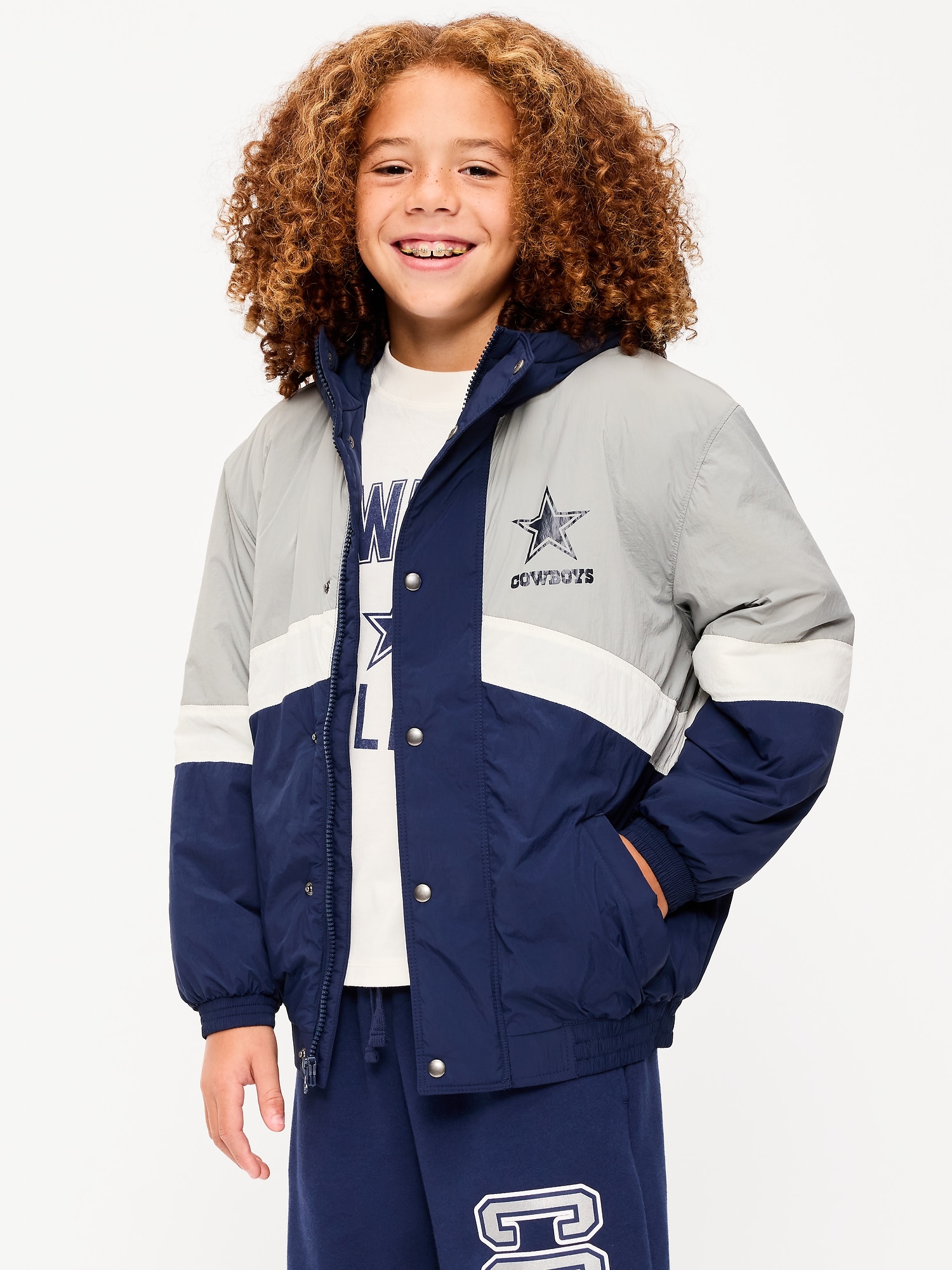 Dallas Cowboys Oversized Crinkled Hooded Jacket for Boys