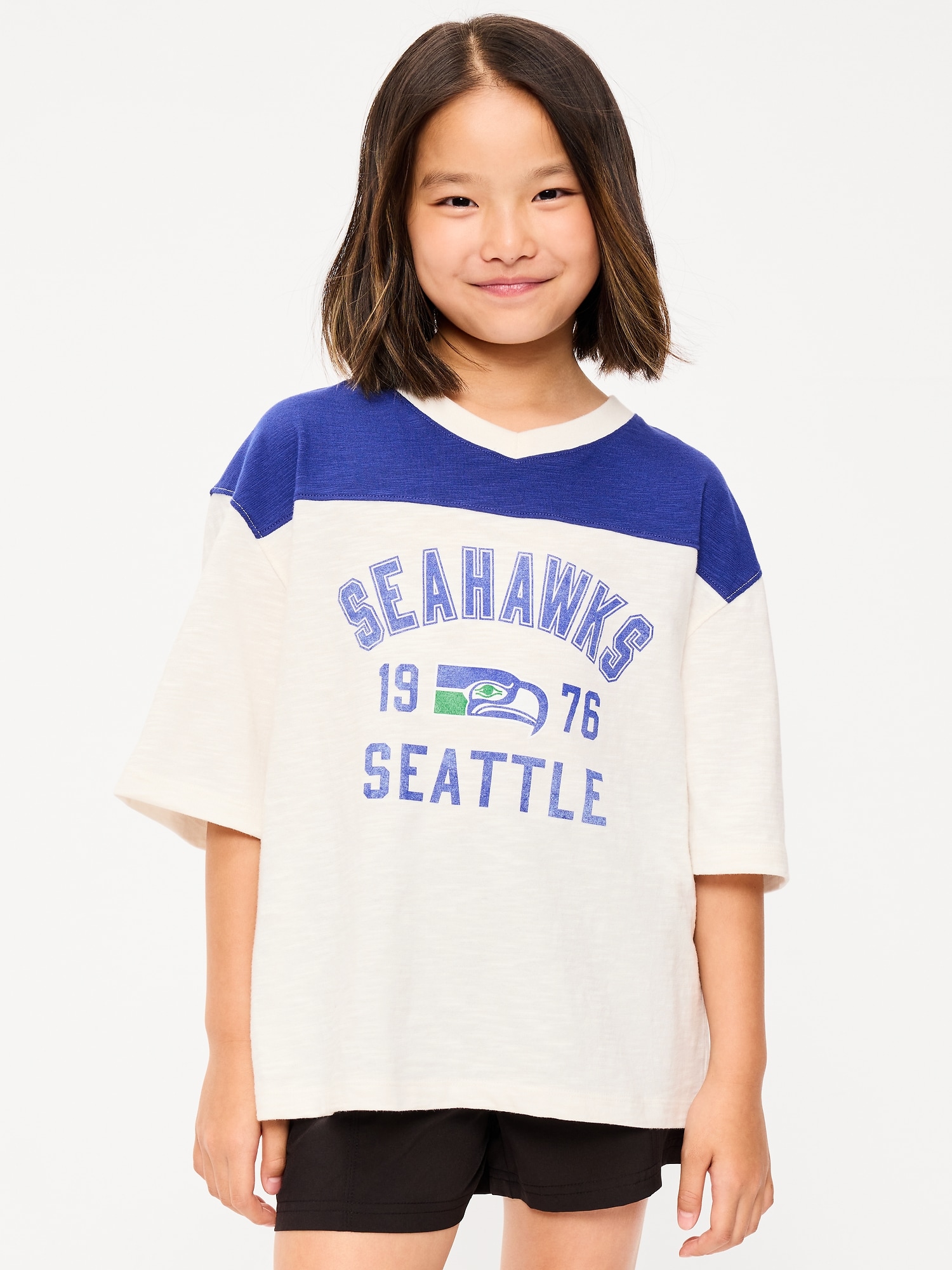 Seattle Seahawks Oversized Graphic Football T-Shirt for Girls