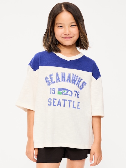 Seattle Seahawks Oversized Graphic Football T-Shirt for Girls