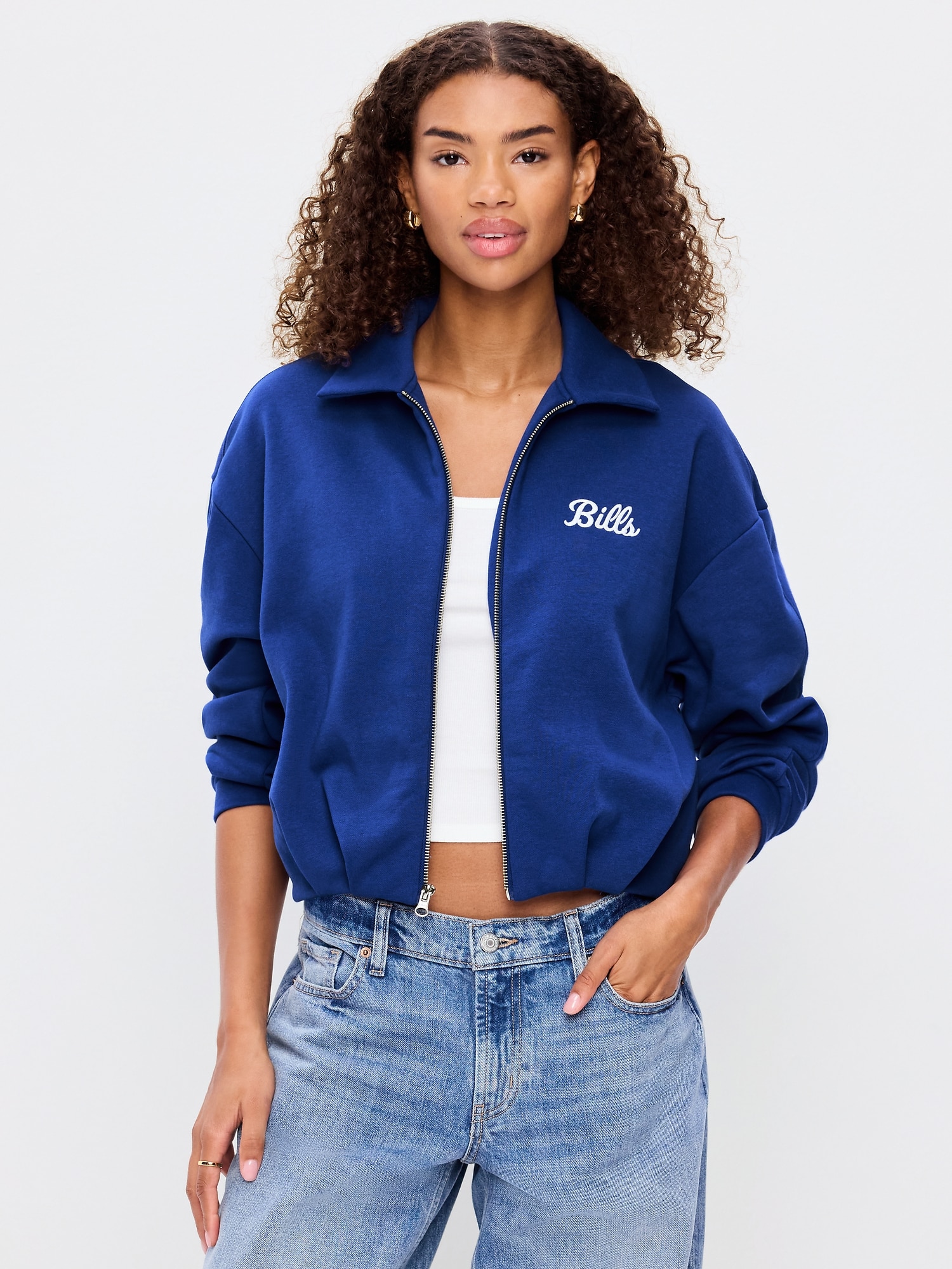 Buffalo Bills Oversized Fleece Bomber Jacket for Women
