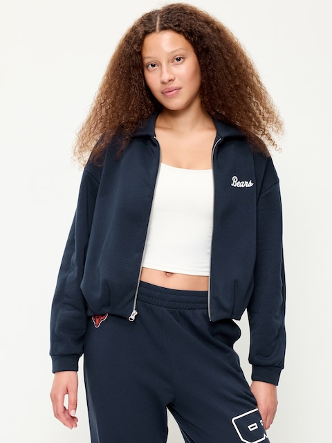 Chicago Bears Oversized Fleece Bomber Jacket for Women