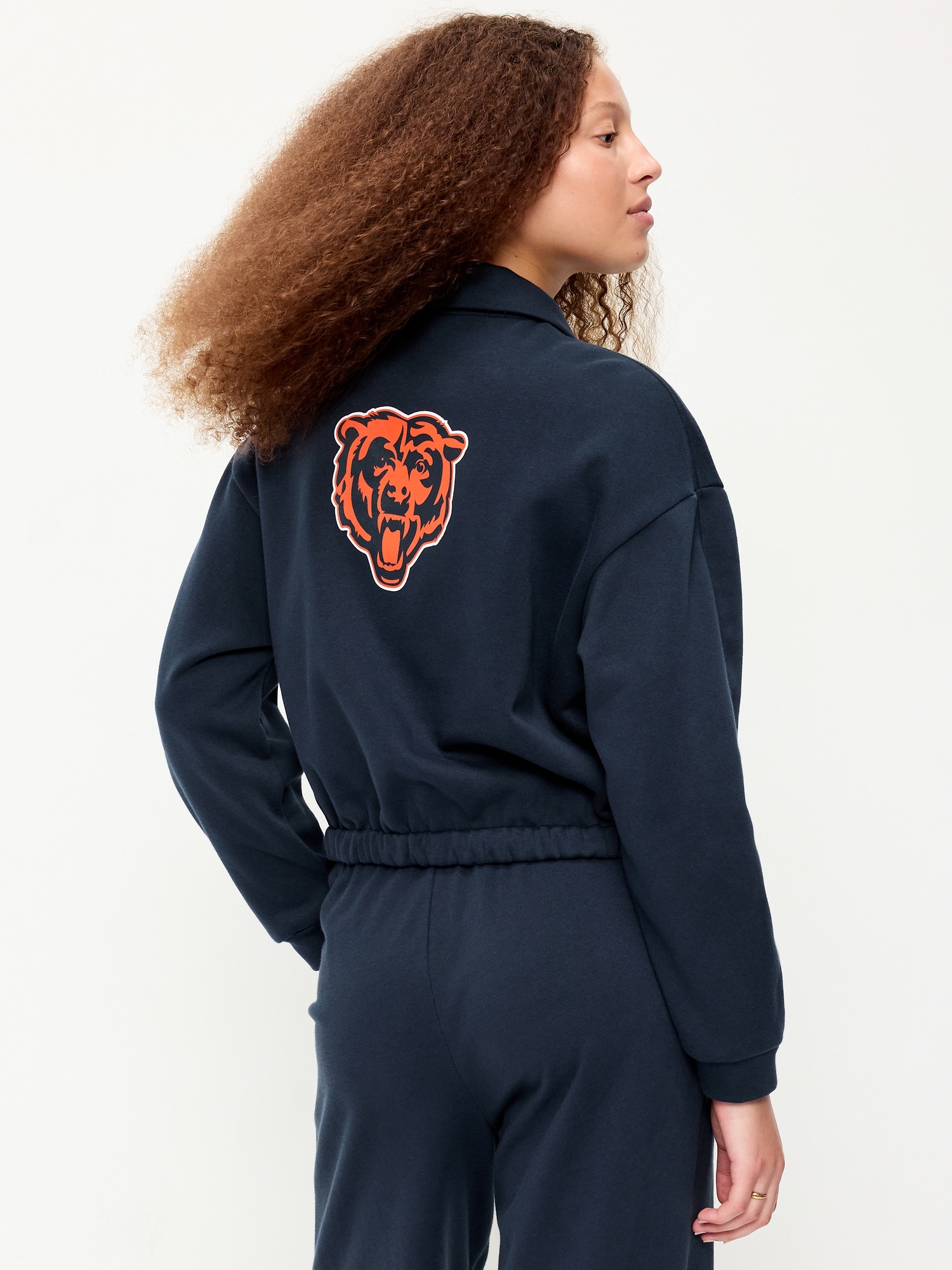 Chicago Bears Oversized Fleece Bomber Jacket for Women