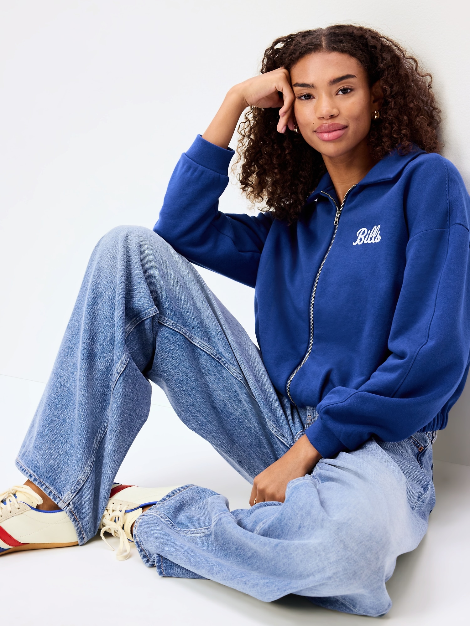 Buffalo Bills Oversized Fleece Bomber Jacket for Women