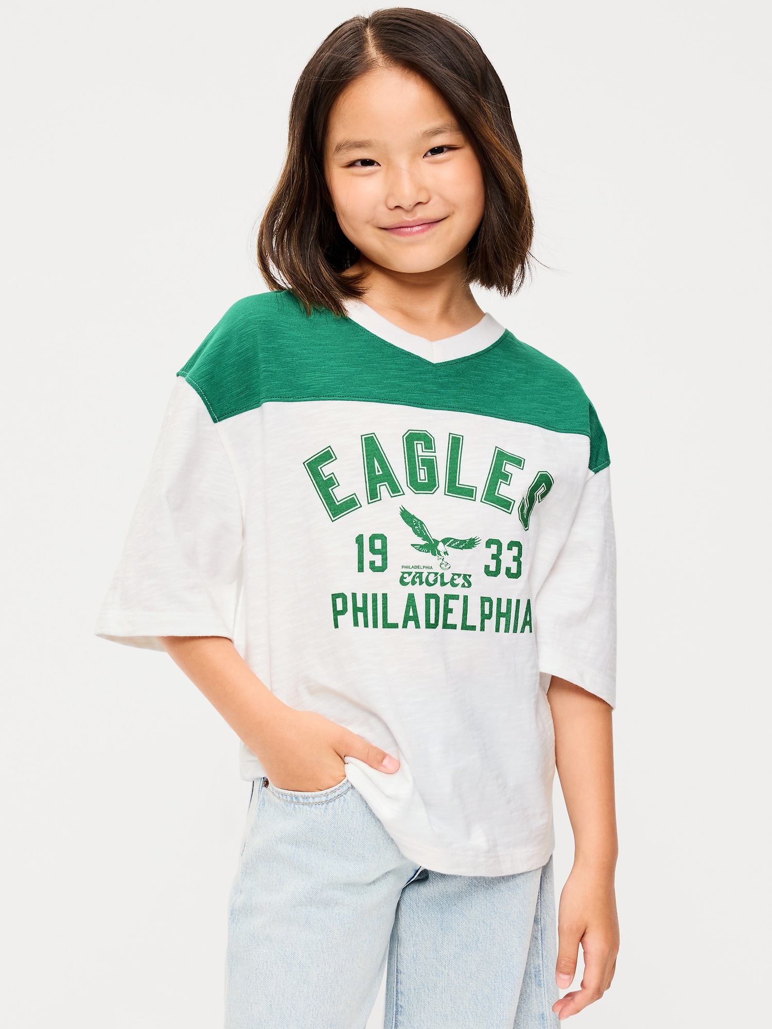 Philadelphia Eagles Oversized Graphic Football T-Shirt for Girls