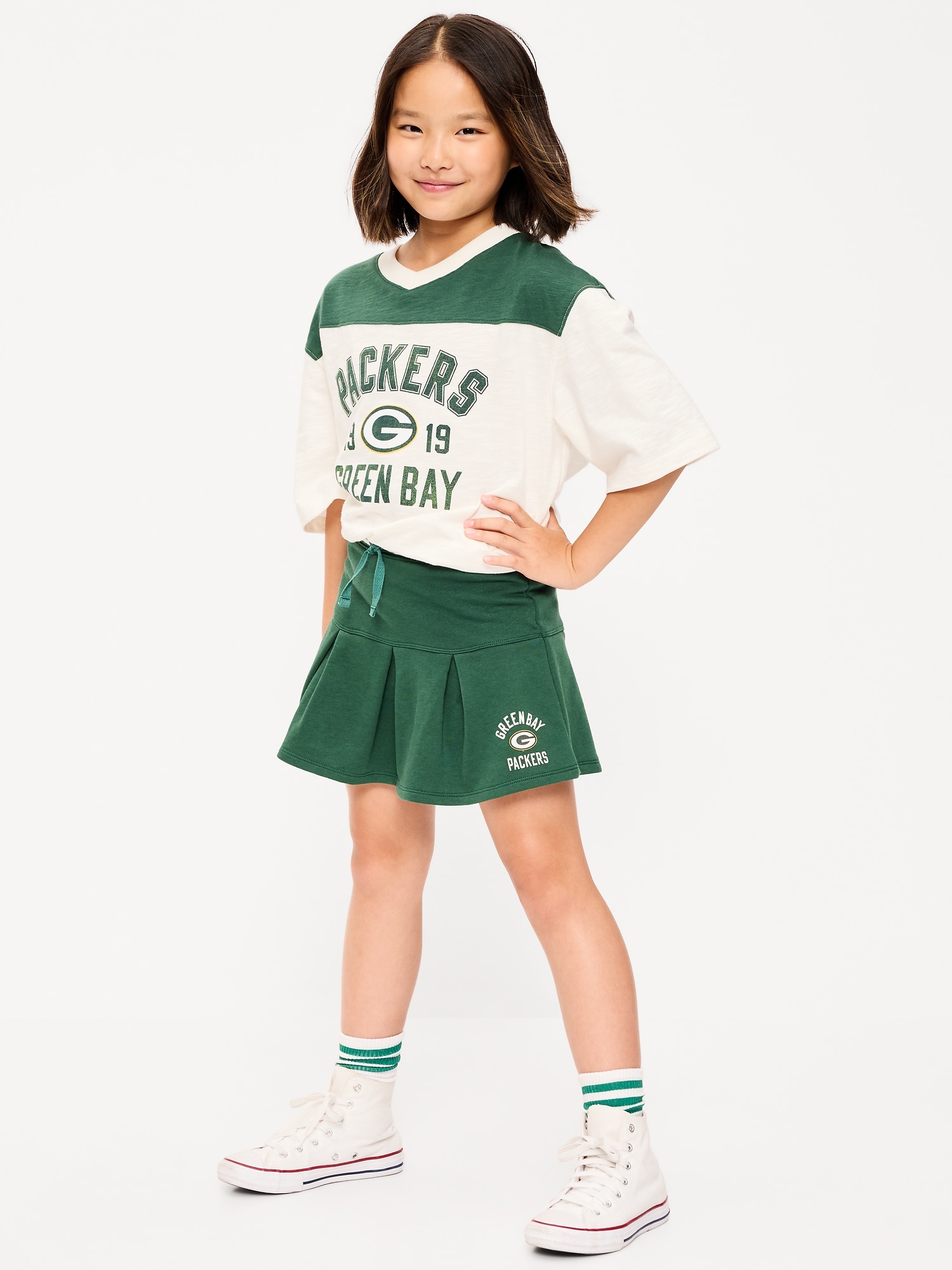 Green Bay Packers French Terry Pleated Skort for Girls