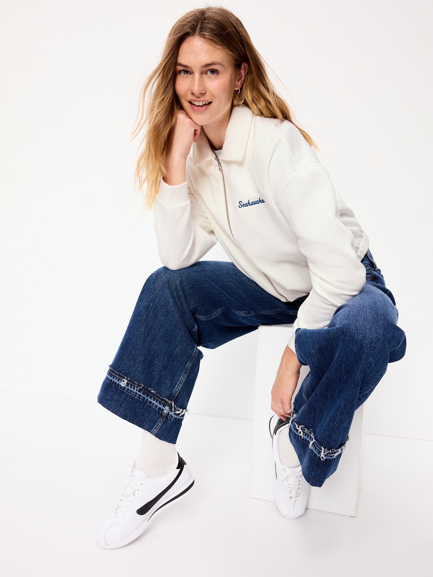 Seattle Seahawks Oversized Fleece Bomber Jacket for Women