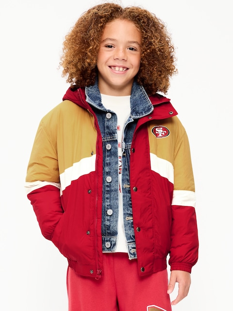 San Francisco 49ers Oversized Crinkled Hooded Jacket for Boys
