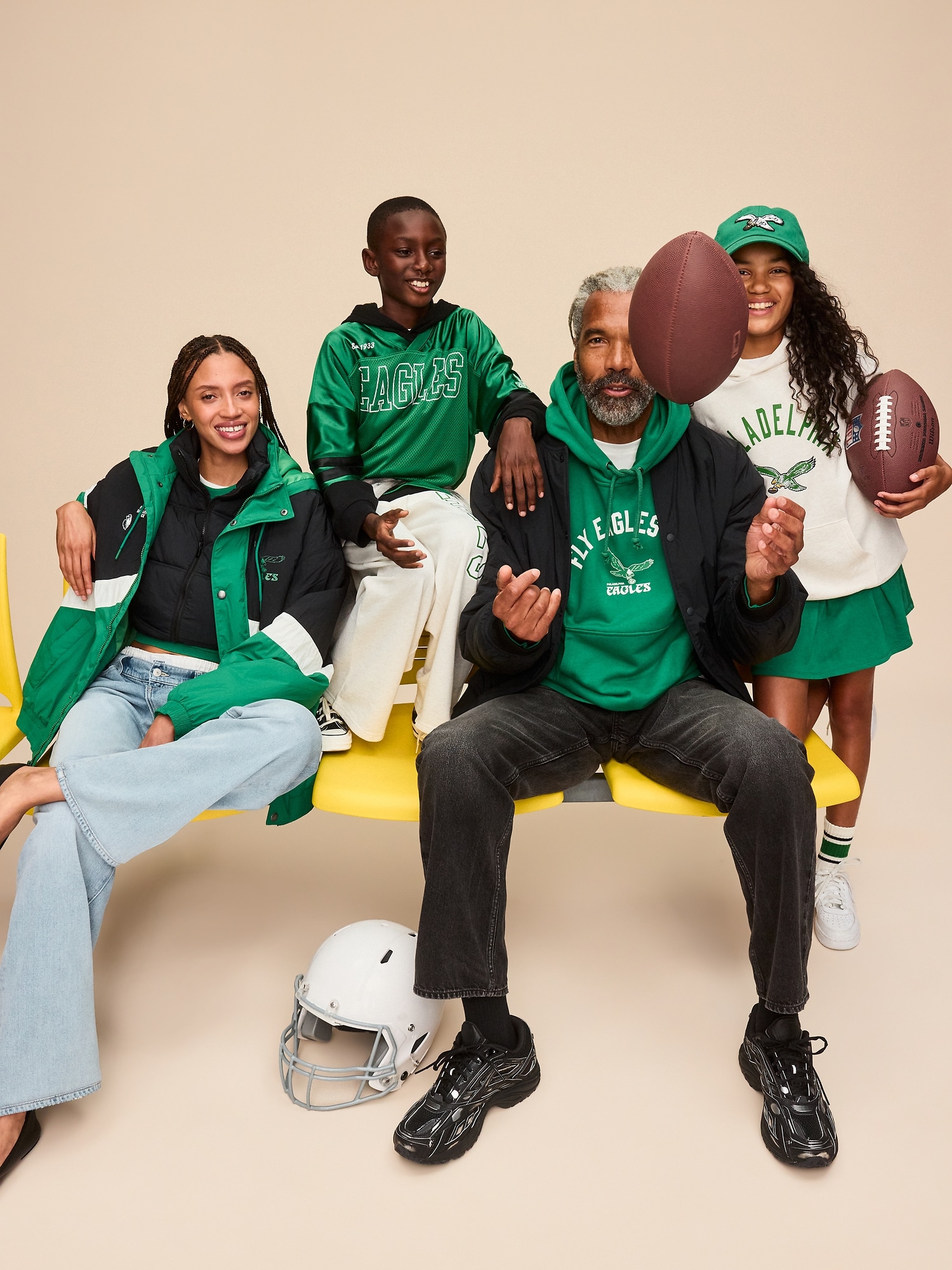 Philadelphia Eagles Oversized Crinkled Hooded Jacket for Boys