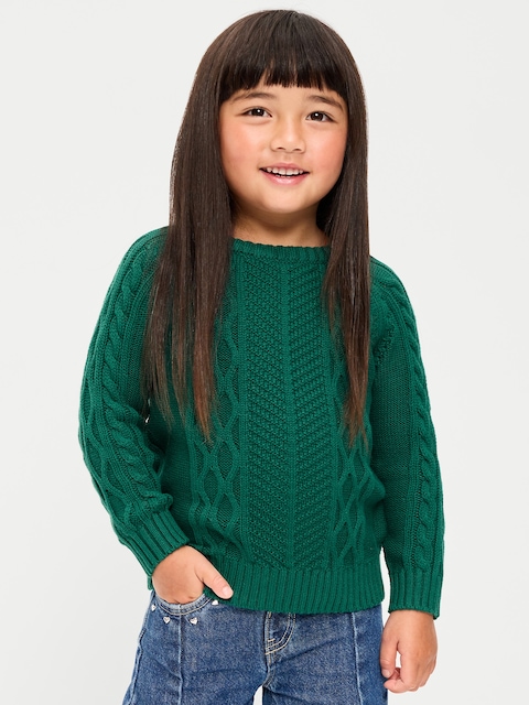 Oversized Gender-Neutral Cable-Knit Sweater for Toddler