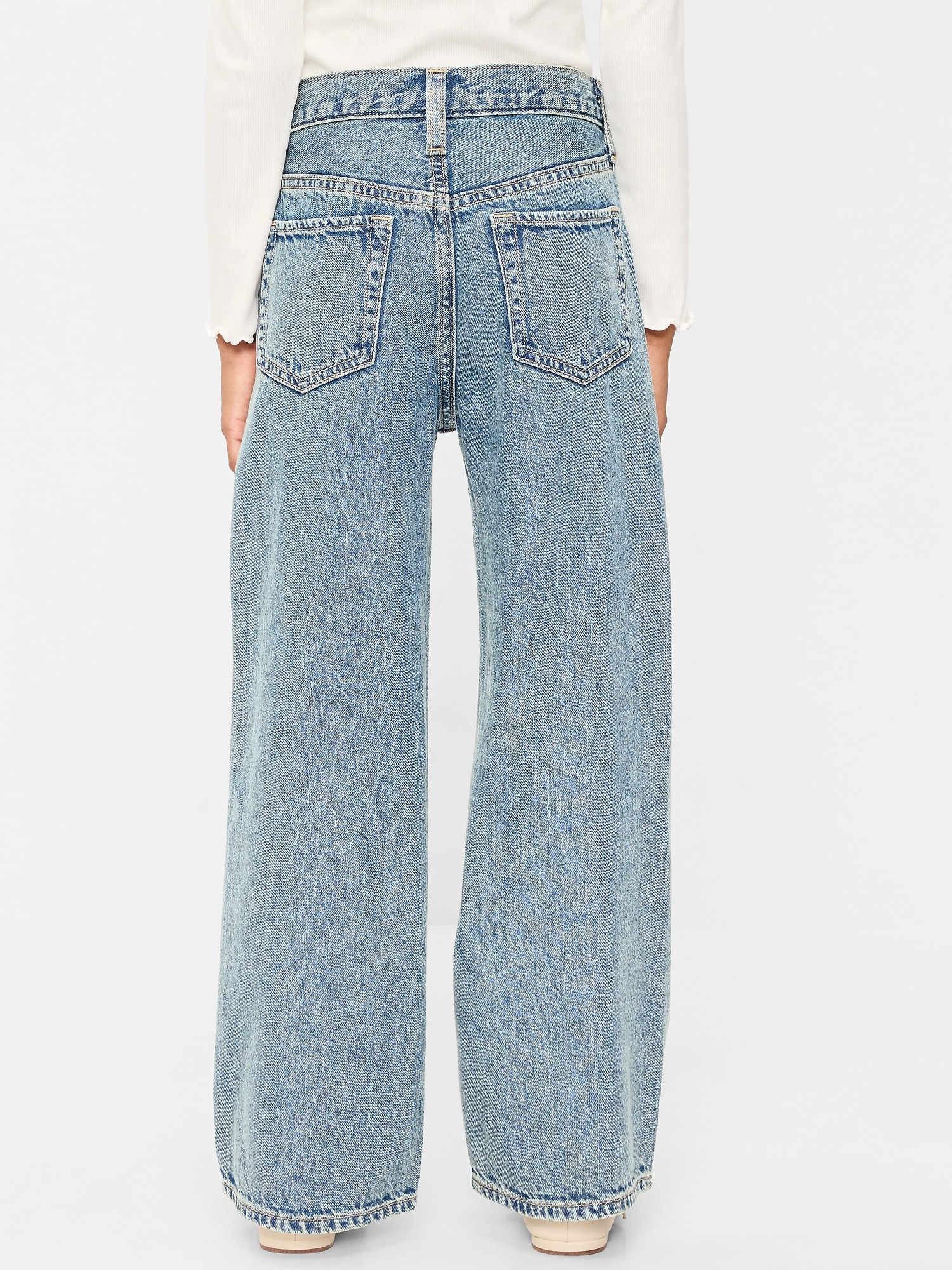 High-Waisted Baggy Rhinestone Wide-Leg Jeans for Girls